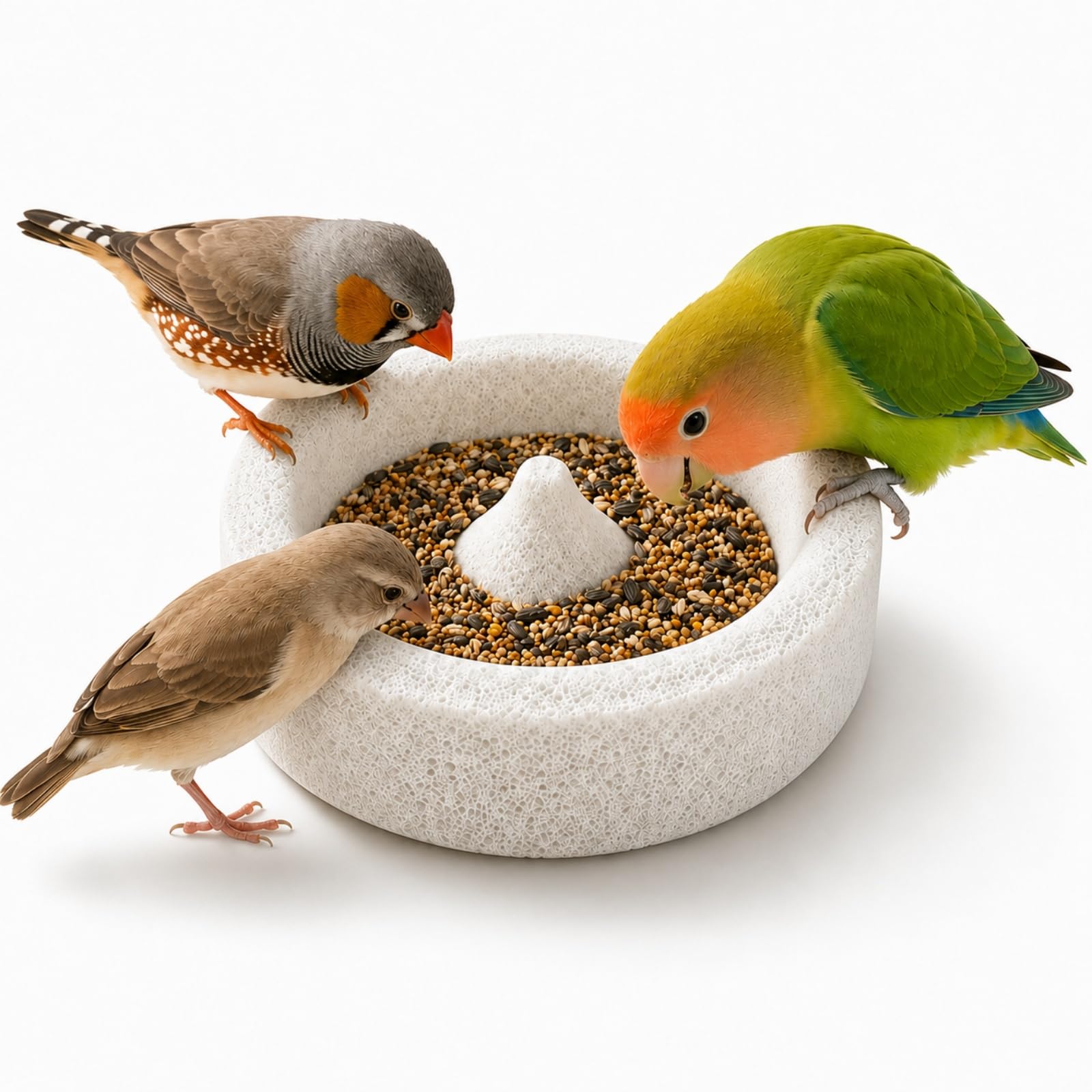Pumice Stone Bird Feeder Bowl Food and Water, Flower Bird Feeder，Round