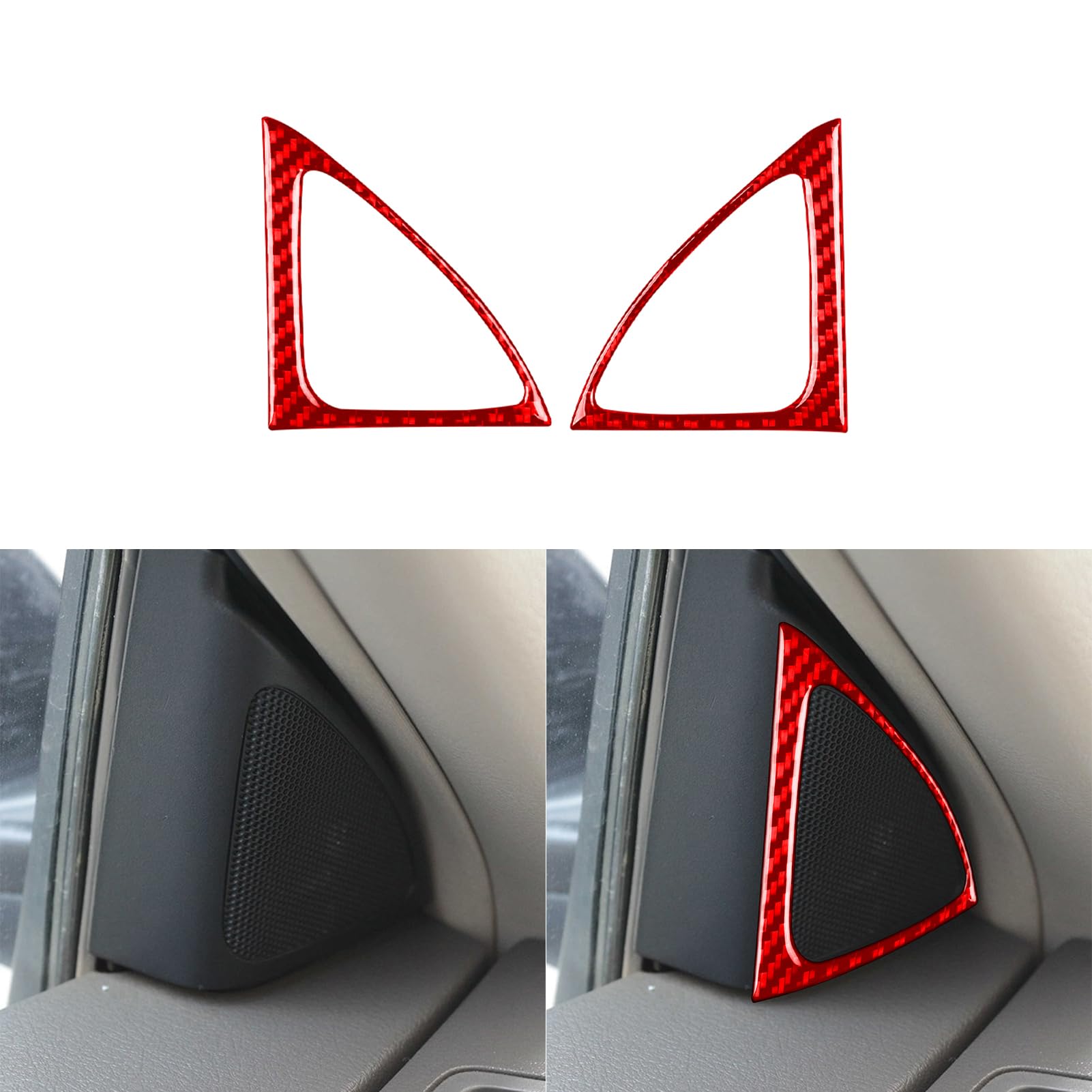 PJFUS Real Soft Carbon Fiber Car Inner A-Pillar Loudspeaker Panel Horn Ring Frame Trim Sticker Compatible with Toyota Corolla 2009 2010 2011 2012 2013 Auto Premium Interior Accessories red