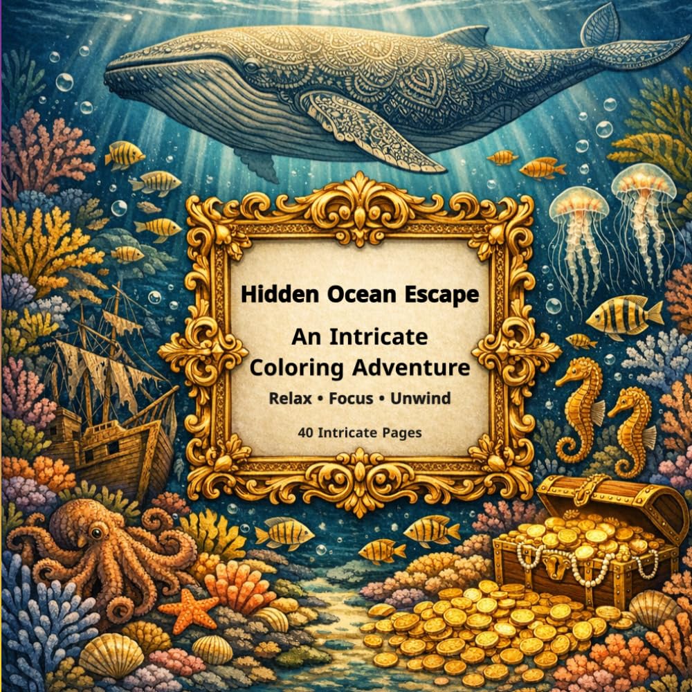 Hidden Ocean Escape: An Intricate Coloring Adventure for Relaxation, Focus & Creativity