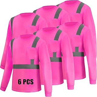 Hi Vis - Camisetas de manga larga de seguridad para el trabajo, camisas de protección solar para hombre, 6 piezas