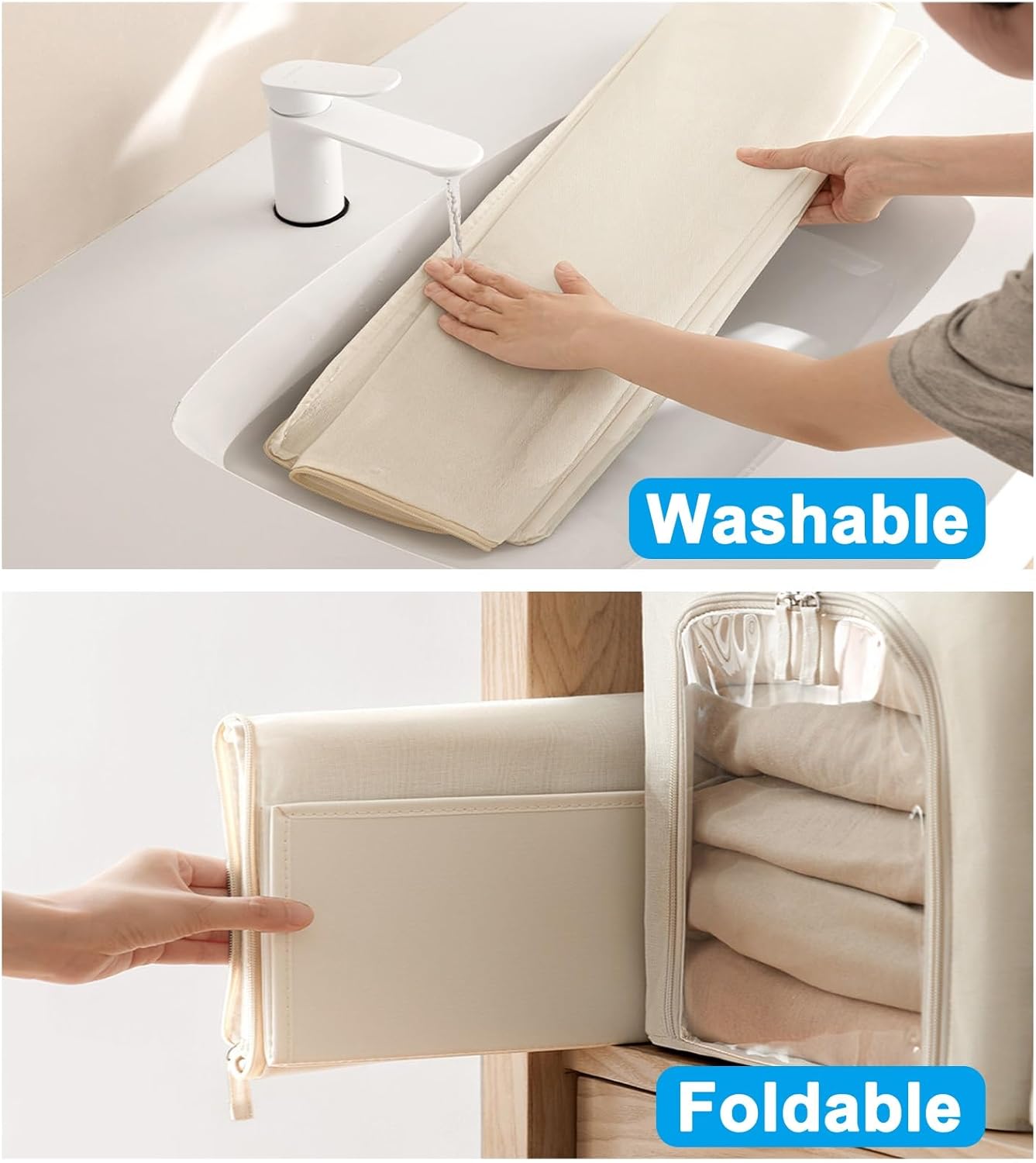 2 Pack Under the Bed Storage Containers, Foldable Under Bed Storage Boxes, Transparent Window, Washable, for Clothes, Quilts, Shoes