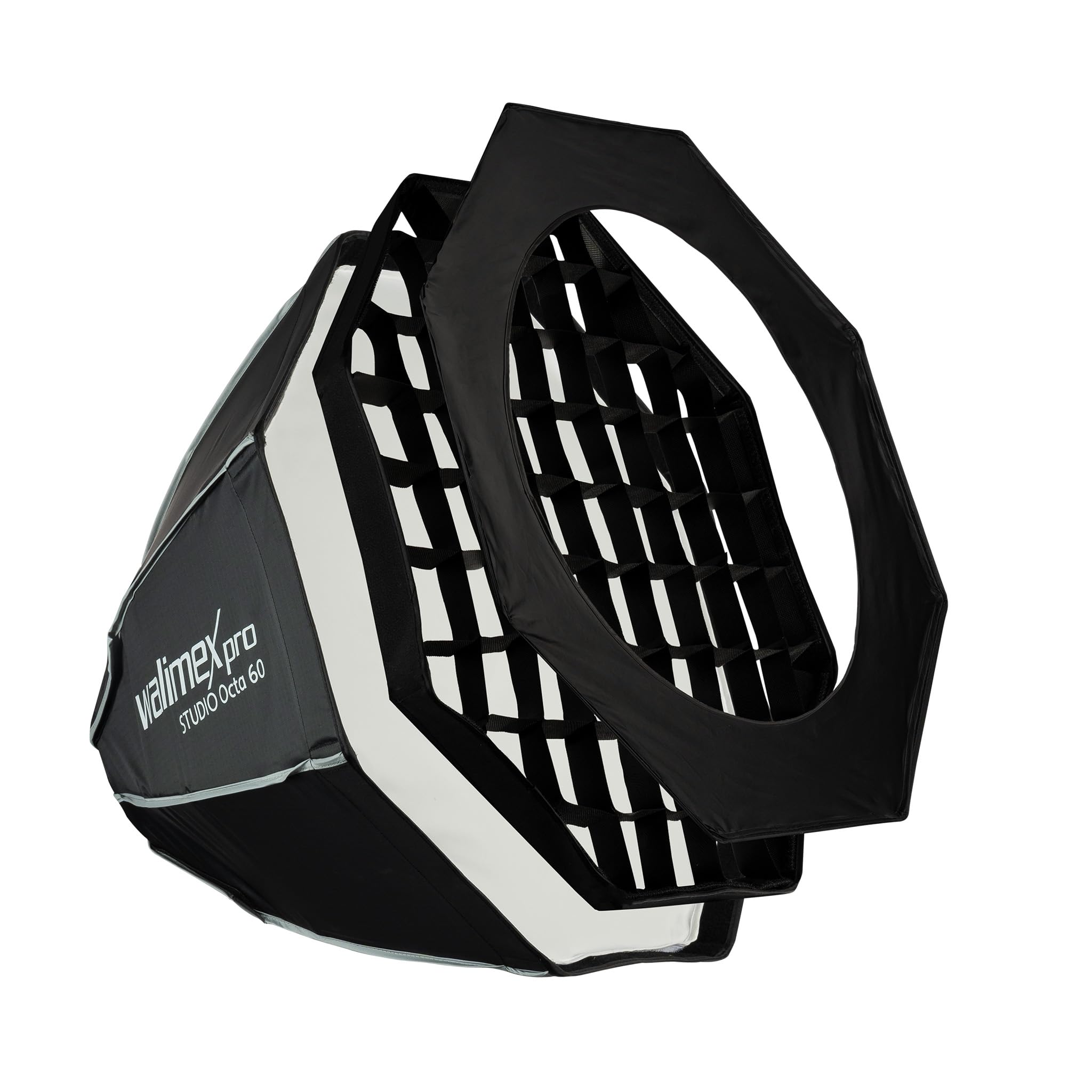 Walimex pro Studio Softbox Octagon 60 cm Giratorio 360° fácil Montaje Incluye Rejilla Pantalla Adaptador Bowens y Bolsa de Transporte Ideal para Retratos y fotografías de Belleza