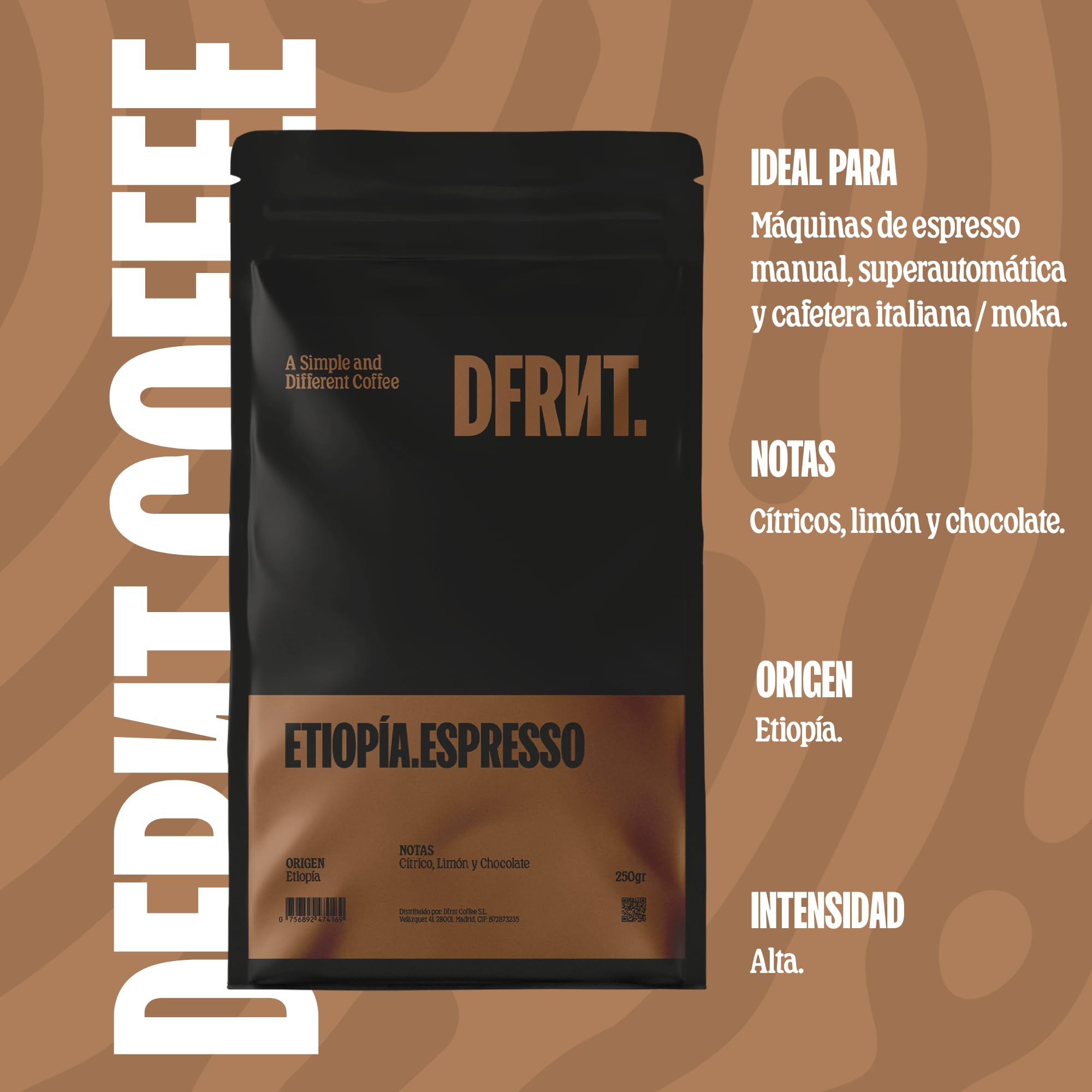 DFRNT. Etiopía Heirloom 2Kg – Café de Especialidad en Grano (86 Puntos SCA) – Specialty Coffee 100% Arábica – Notas Cítricos, Limón y Chocolate – Ideal para Espresso – Tueste Reciente en España