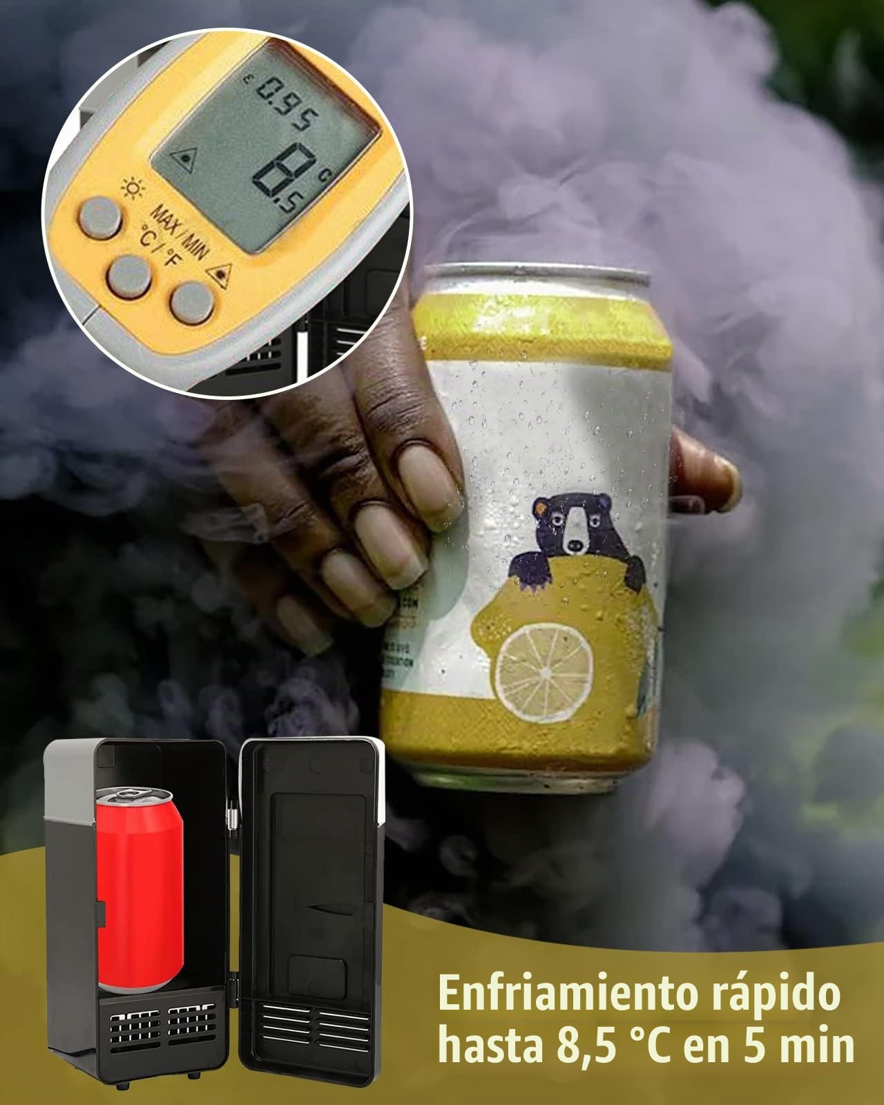 Mini Nevera USB, Mini Frigorífico Portátil con Refrigeración Aislada, Nevera USB Refrigerada por Semiconductor de Bajo Ruido para Coches, Hogares y Oficinas