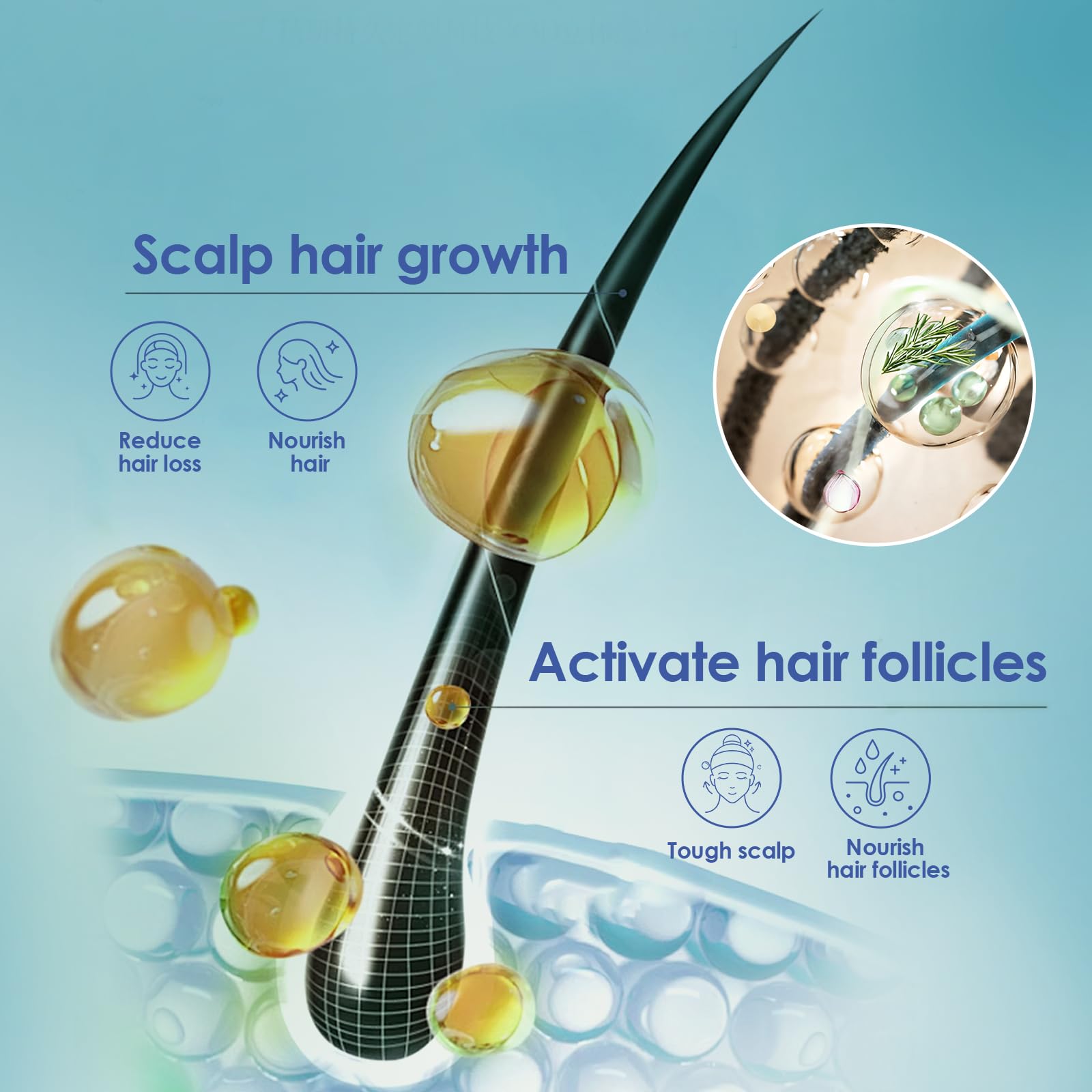 60ml Spray per la crescita dei capelli,Spray per Adatto Addensare capelli,Ridotta Anti-Caduta Capelli per Donna e Uomo