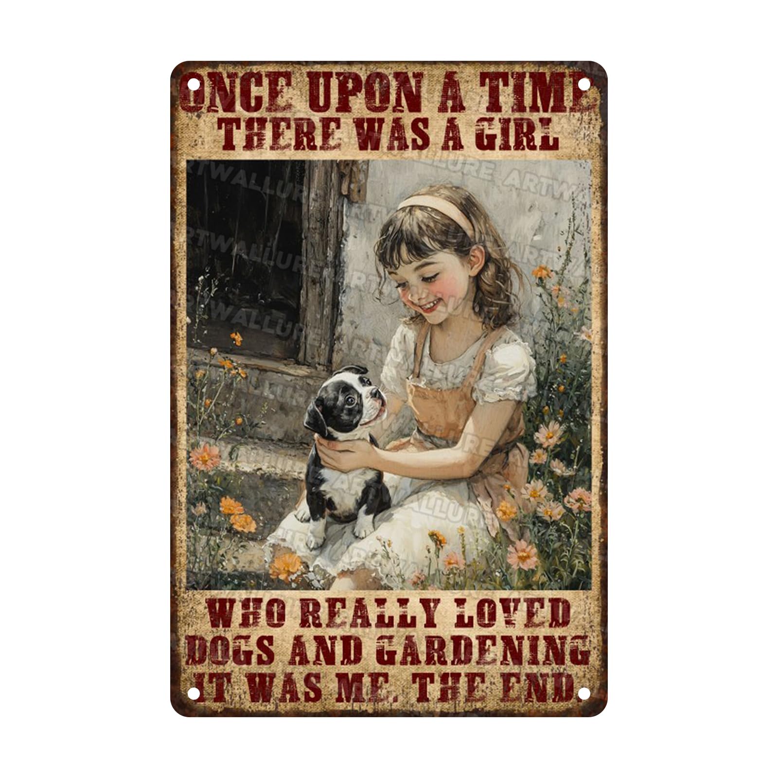 Metal Tin Plaque Once Upon A Time There Was A Girl Rustic Garden Wall Art Vintage Sign Outdoor Patio Decor Backyard Oasis Iron Painting Idea 8x12inch