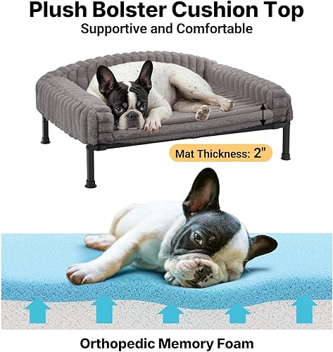Miniatura 3 de Veehoo Cama elevada para perros con cojín de cojín, cama mullida para perros pequeños, gatos, cuna elevada lavable para mascotas con pies