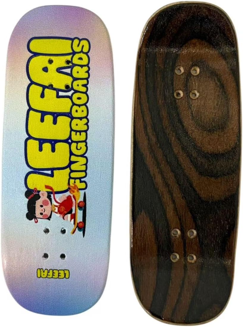 LEEFAI Pro Fingerboard Complete, Pre-Assembled Finger Skateboard Setup Canadian Maple Wood Deck Measure 34x96mm, Boxy Shape (Skate Girl)