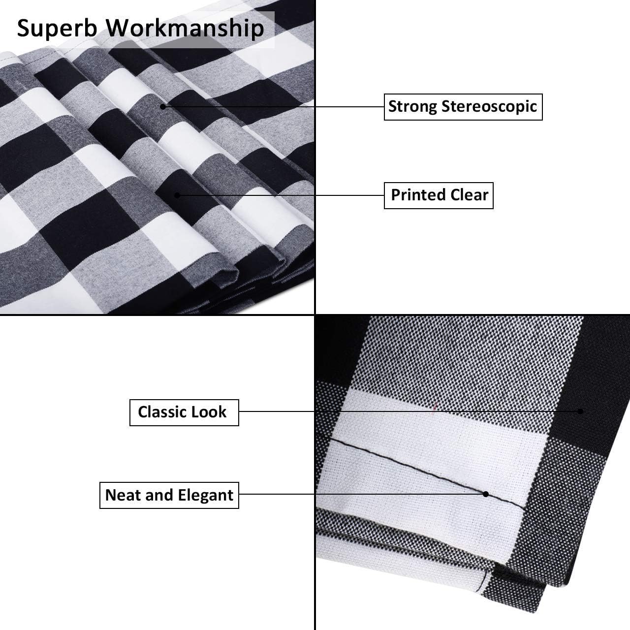 InnoGear Classic Table Runner, 14 x 108 inch Buffalo Check Table Runners Polyester Cotton Black and White Plaid for Indoor Outdoor Parties, Farmhouse, Thanksgiving, Christmas & Gathering, 2 Pack
