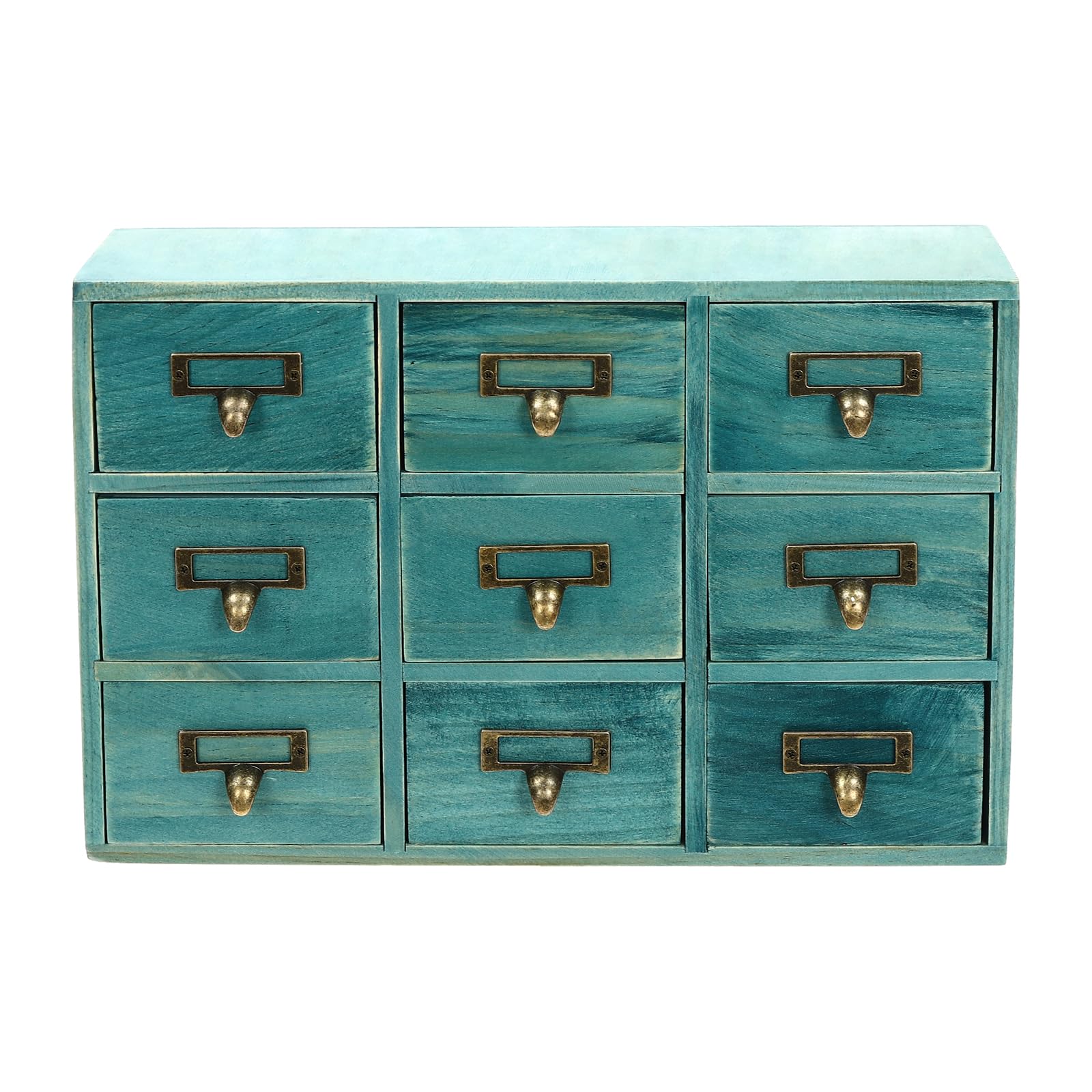 Organizador de Literatura, catálogo de Tarjetas, cajón, botiquín con 9 cajones, Mueble para Manualidades, Medicina, joyería, Maquillaje (Armario de Almacenamiento Azul de 9 cajones