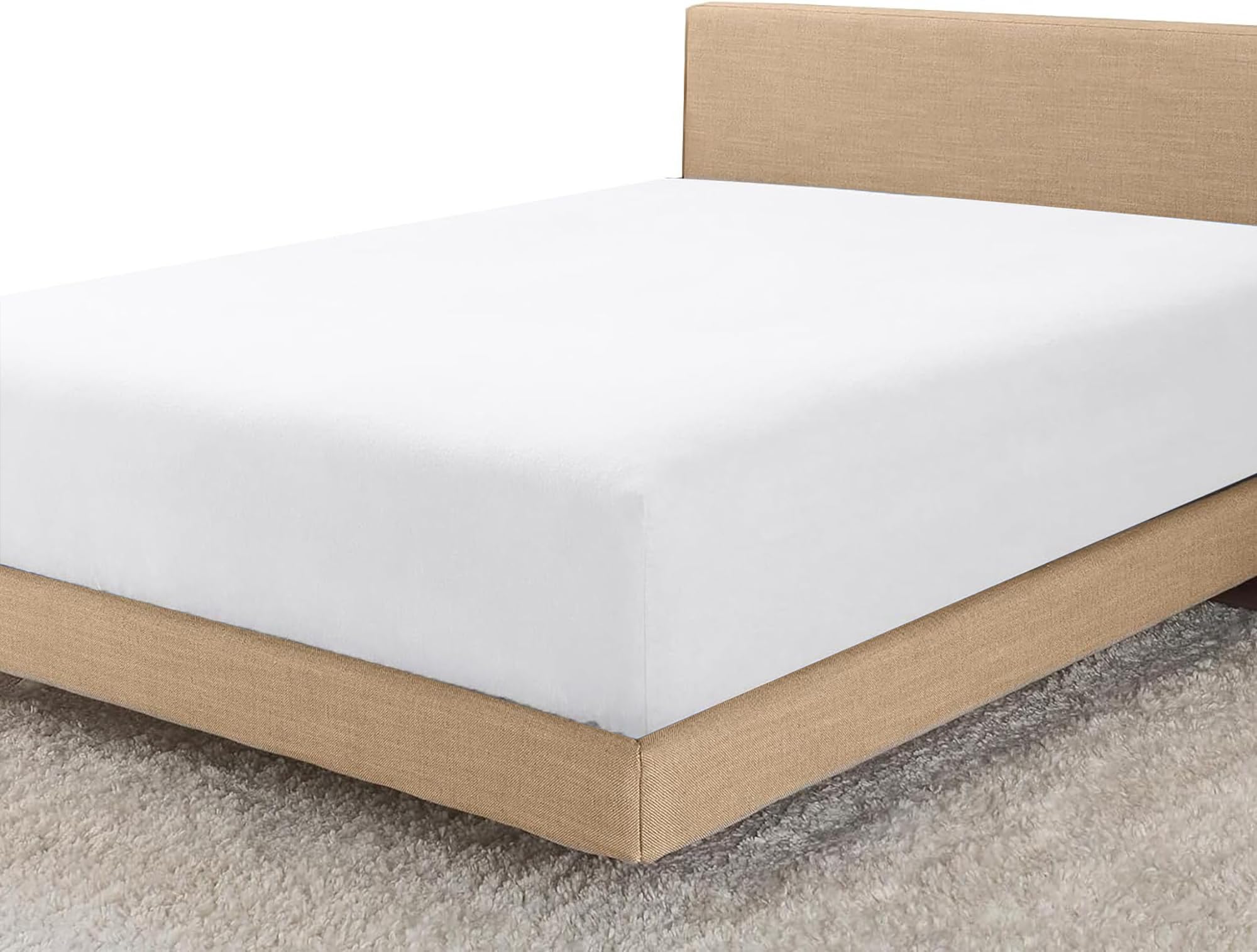 Linens World Egyptian Cotton Fitted Sheets Breathable, Anti Wrinkle 30cm Deep Pocket 200 Thread Count Double Bed Sheets White Bedding & Linen- Double Bedding 90 X 190 CM Double Fitted Sheet