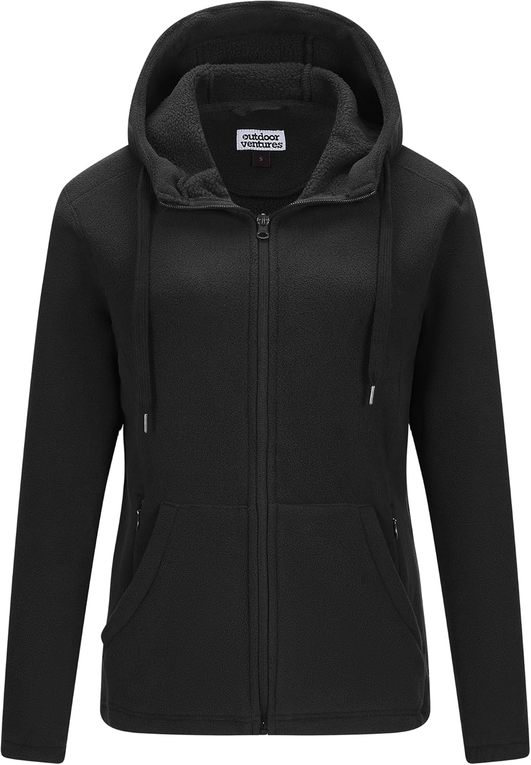Outdoor Ventures Women's Full Zip Hooded Fleece Jacket Coat with 6 Pockets, Warm Soft Polar Fleece Casual Hoodie Sweatshirt