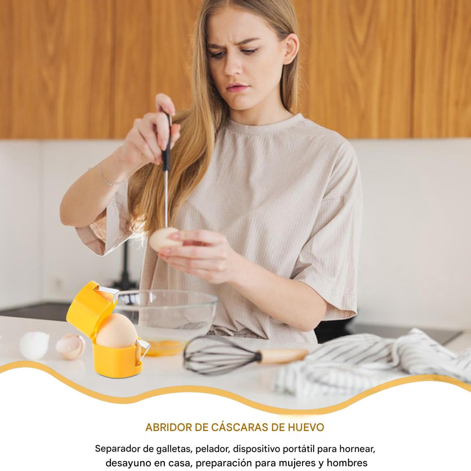 Abrehuevos, Abrecáscaras, Pelador De H-Uevos De Acero Inoxidable, Herramienta Elíptica, Herramienta Eficiente Y Portátil Para Abrir Huevos Para Romper H-Uevos Para Repostería Cocina Hogar Negocios