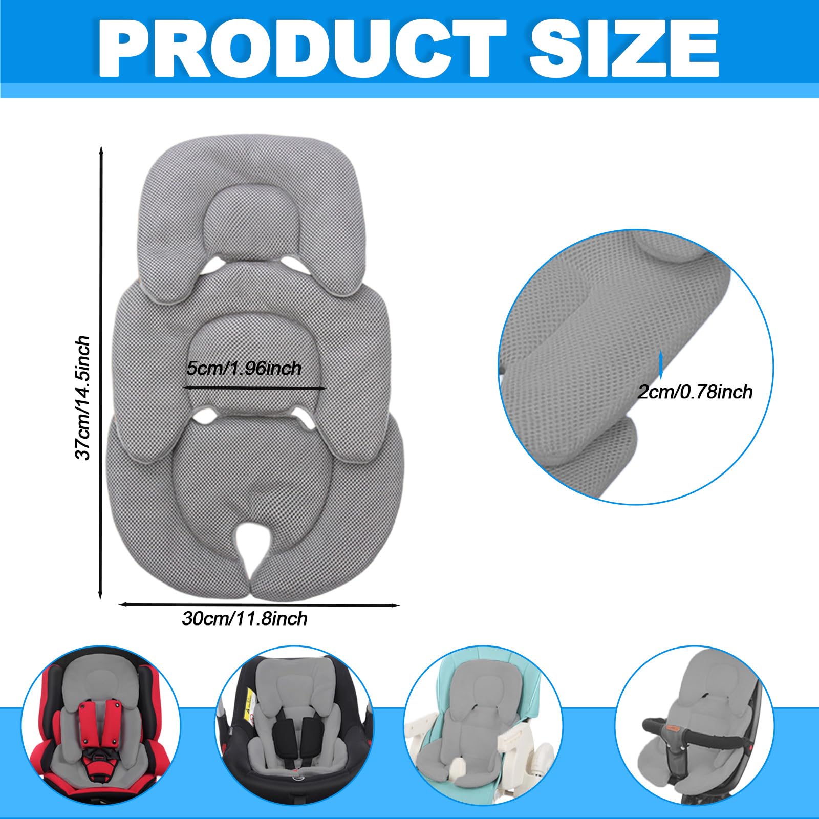 MeYuxg Inserte el Asiento Infantil, la Cubierta Universal del Bebé, la Cabeza y la Sesión con el Asiento del Bebé más Pequeño, del Automóvil y la Silla Alta (Gris)