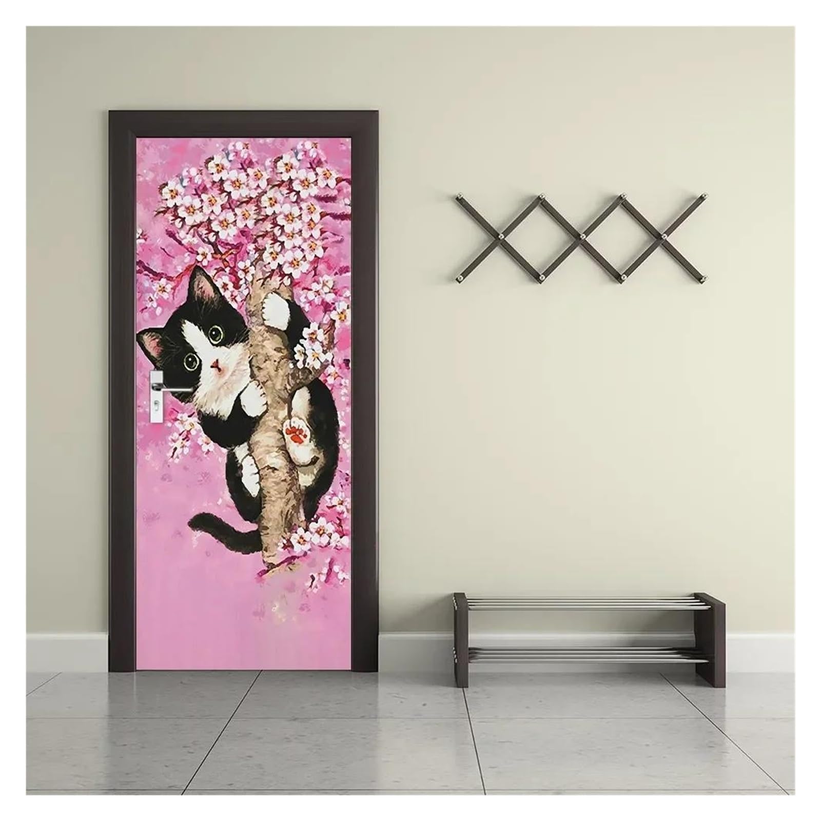 Sticker de porte chat deco amusante pour creer un espace chaleureux dans le salon