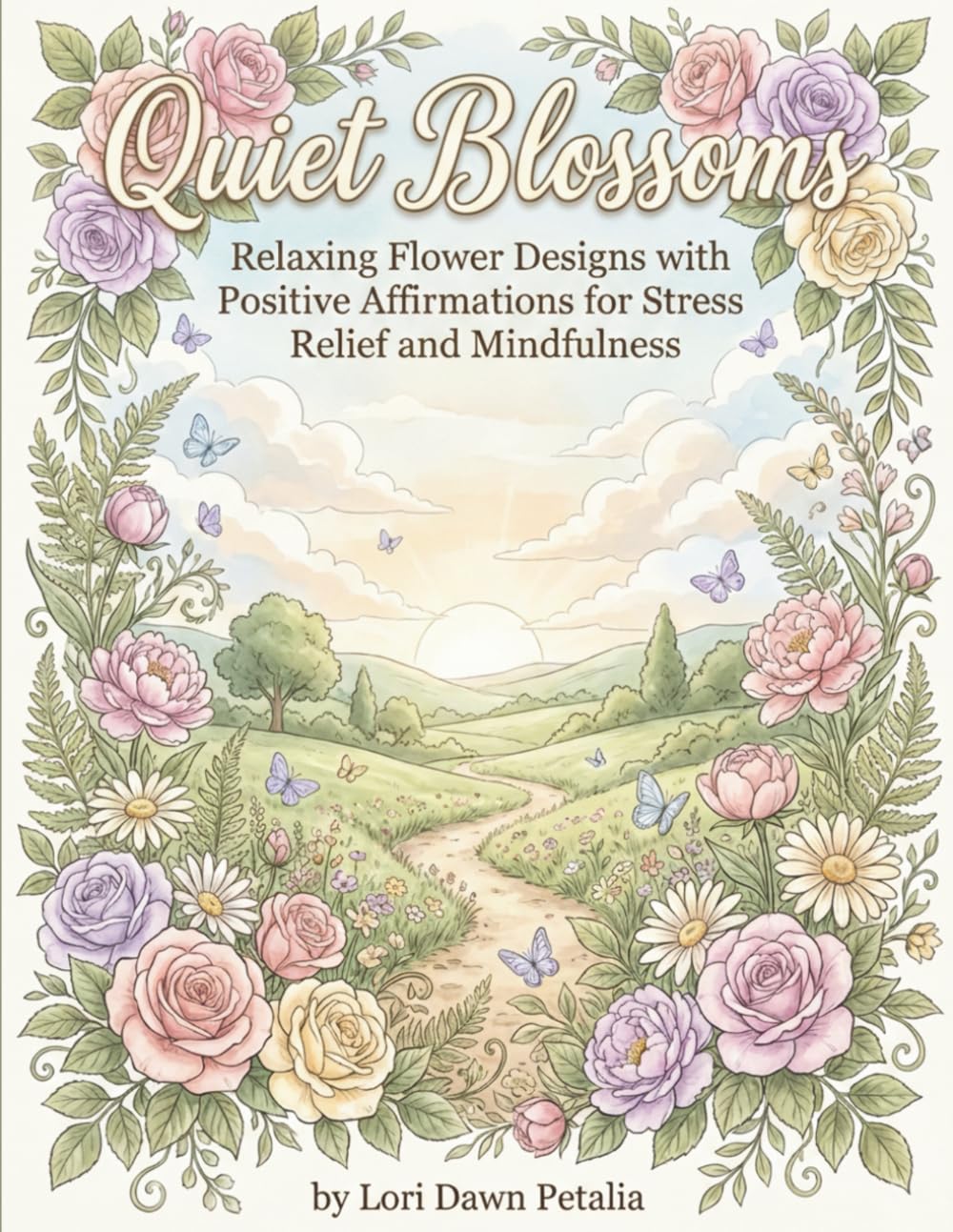 Quiet Blossoms: Relaxing Flower Designs with Positive Affirmations for Stress Relief and Mindfulness