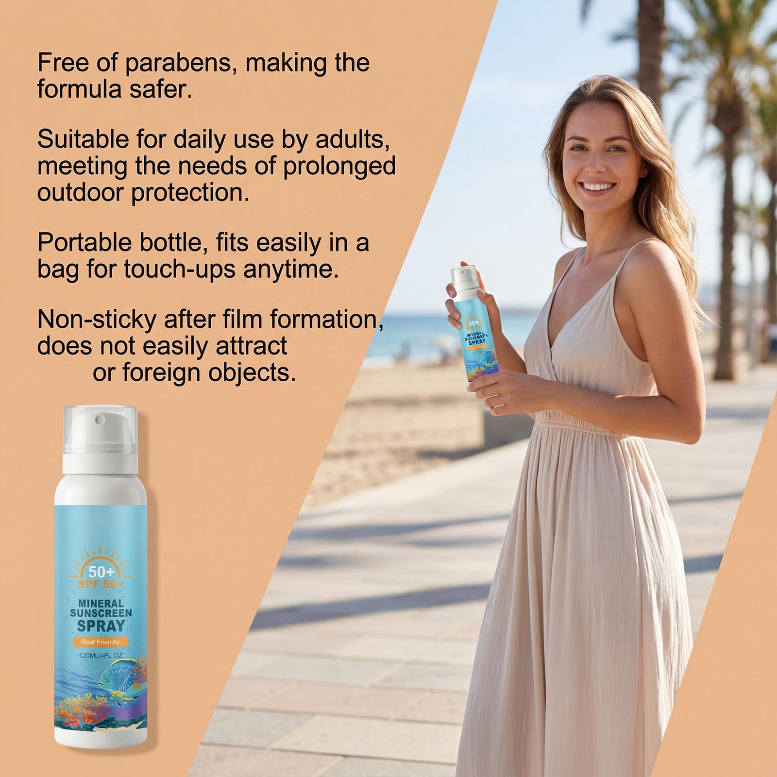 Spray solaire minéral SPF 50, protection large spectre pour le visage et le corps, formule douce pour peaux sensibles, brume solaire légère et résistante à l'eau (3 pièce)