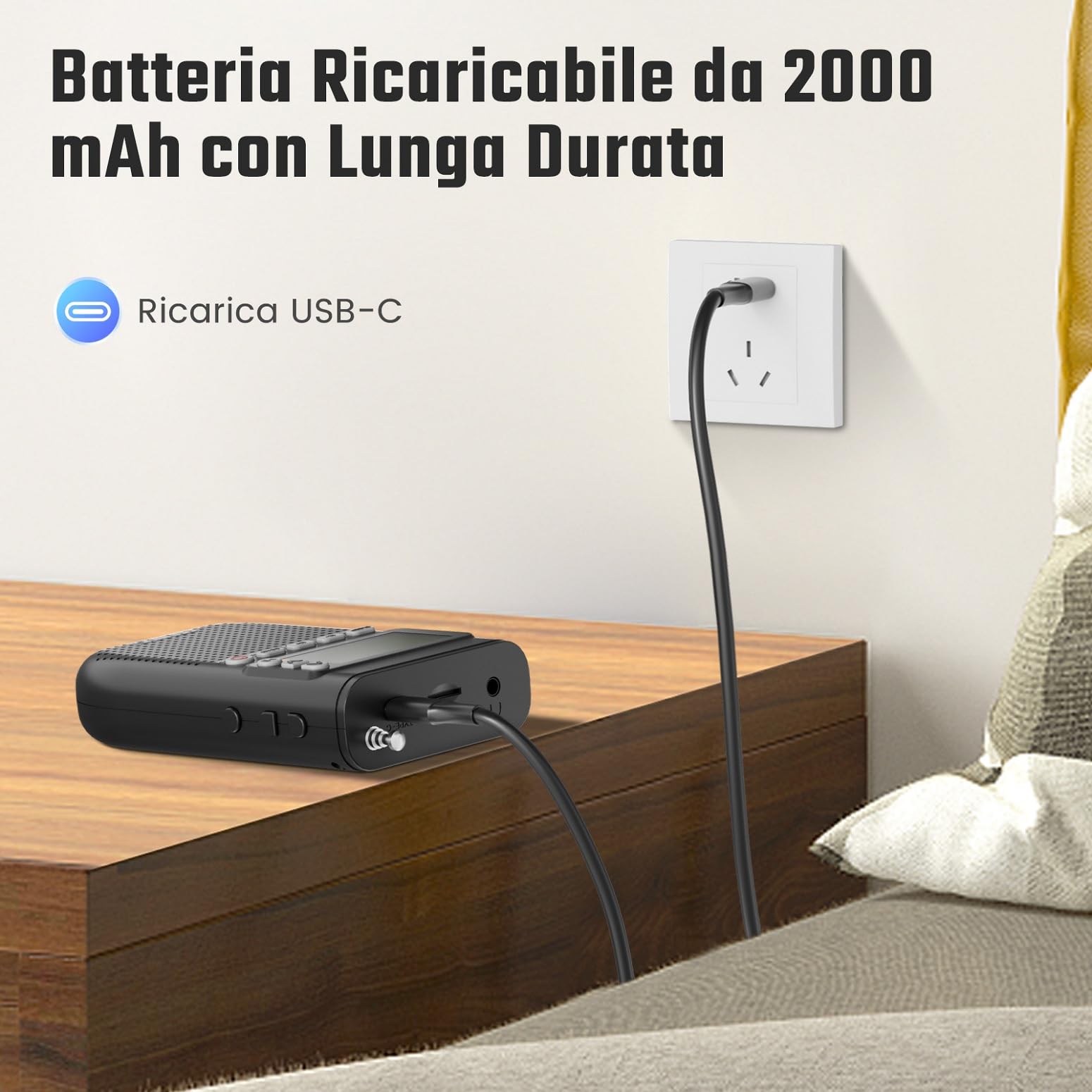 PRUNUS J-618 Radio Portatile AM/FM Bluetooth 2000 mAh Ricaricabile Digitale con Jack Cuffie e Slot TF