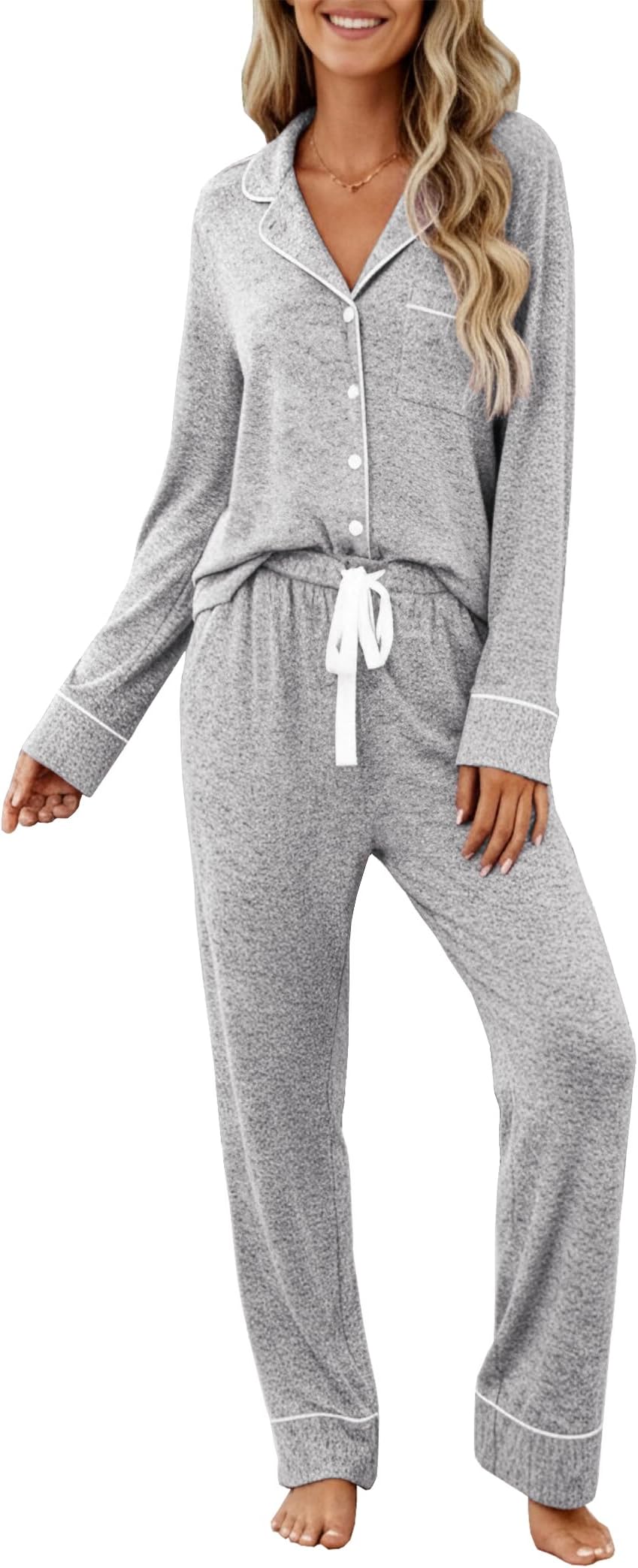 Pajamas Women's Long Sleeve Sleepwear Button Down Pj Sets Soft Loungewear Pajama Set for Women S-XXL