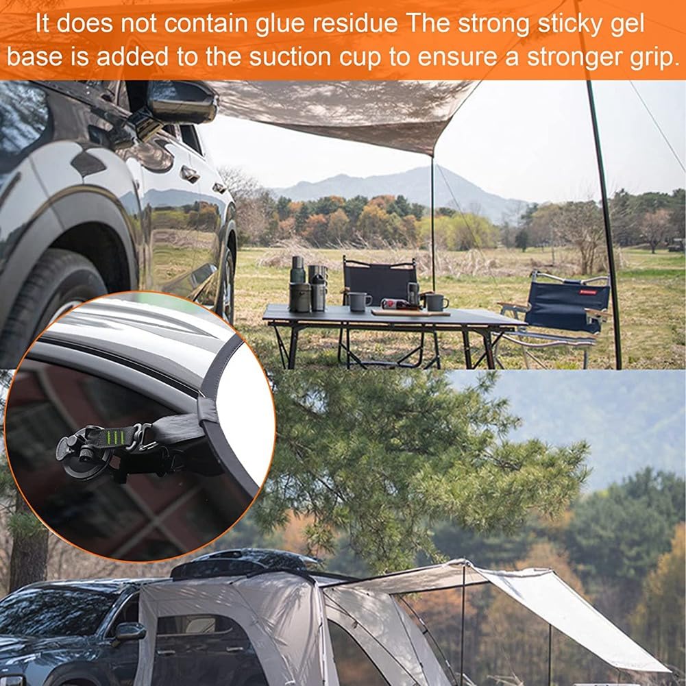 Bloepum 4 Piece Heavy Duty Suction Cup 360° Rotating Camping Suction Hooks With D Ring For Awning-Red