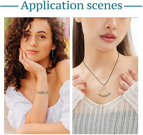 Miniatura 8 de KISSITTY 180 cuentas de vidrio de color AB de 0.315 in, cristales facetados de colores redondos, transparentes, galvanizados, cuentas sueltas para