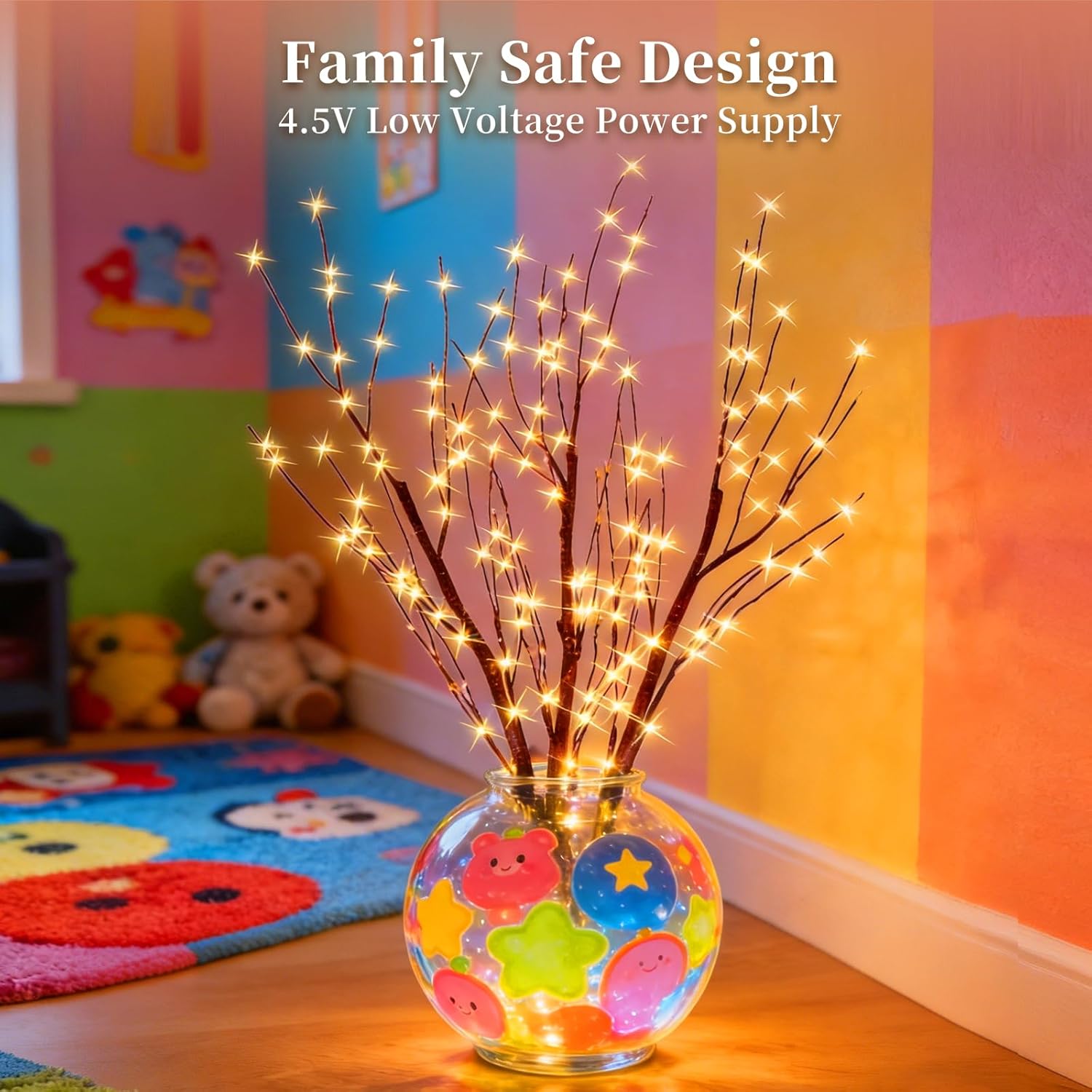 Lighted Brown Branches Lights Plug in with Timer 33IN 180 LED Lights, Twinkling Light Up Tree, DIY Flexible Willow Branches for Christmas Room Vase Decoration,Bedroom, Wedding, Party(Vase Excluded)