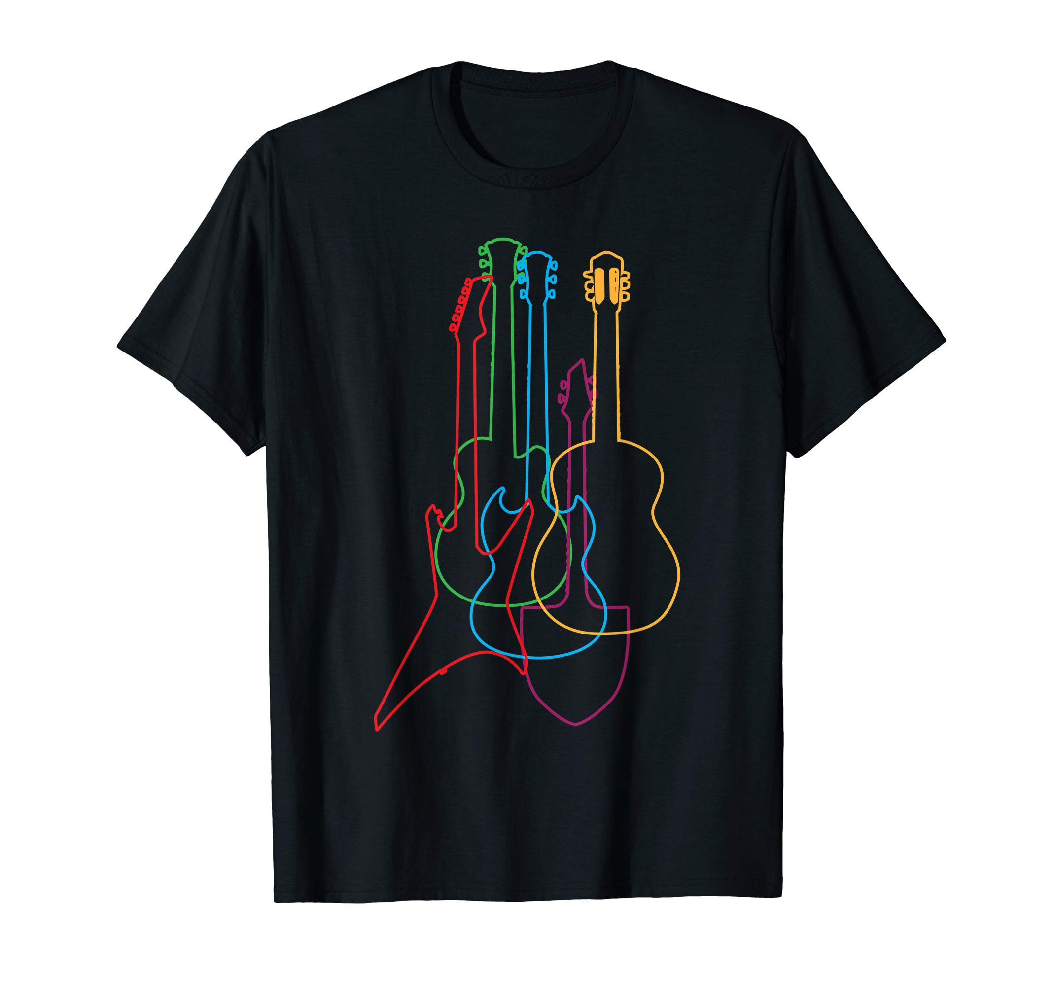 UAB KIDKISWomen's Multicolour Guitar Design T-Shirt - Small - Classic Fit - Short Sleeve - Music Lovers GiftOEKO-TEX STANDARD 100