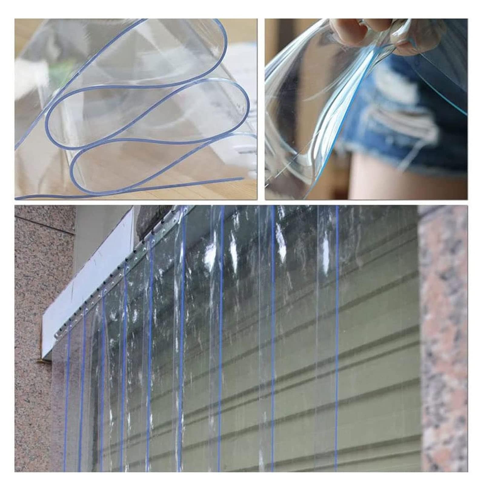 Zasłona z PCW do zamrażarki i chłodzenia, wodoodporne plastikowe paski drzwiowe do magazynu i garażu, długość 165-240 cm, łatwa instalacja i trwała konstrukcja