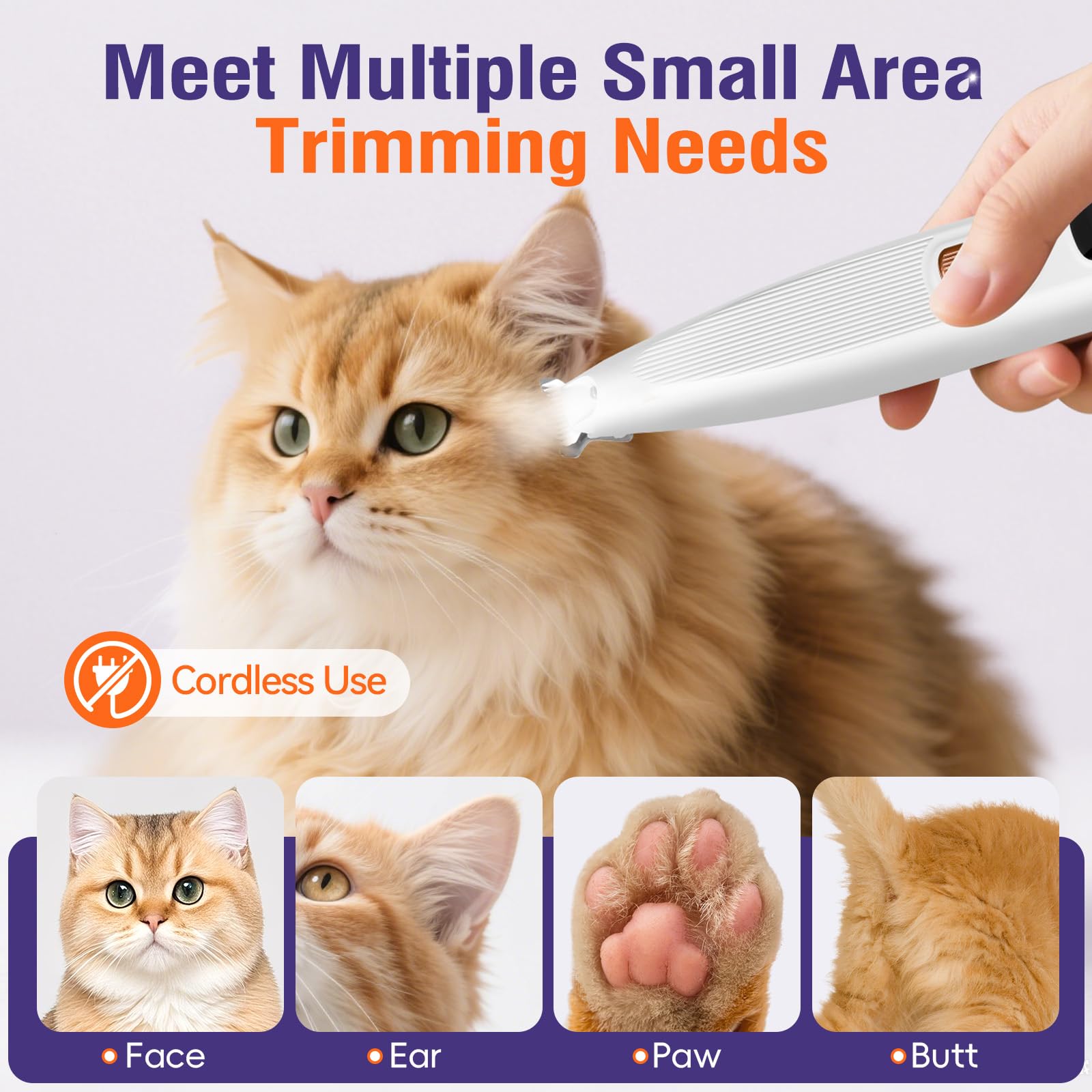 Dog Paw Trimmer with LED Light, Paw Trimmer for Dogs 0.8inch/20mm Wide Blade, Pet Hair Grooming Kit with Dog Nail Clipper - Image 3