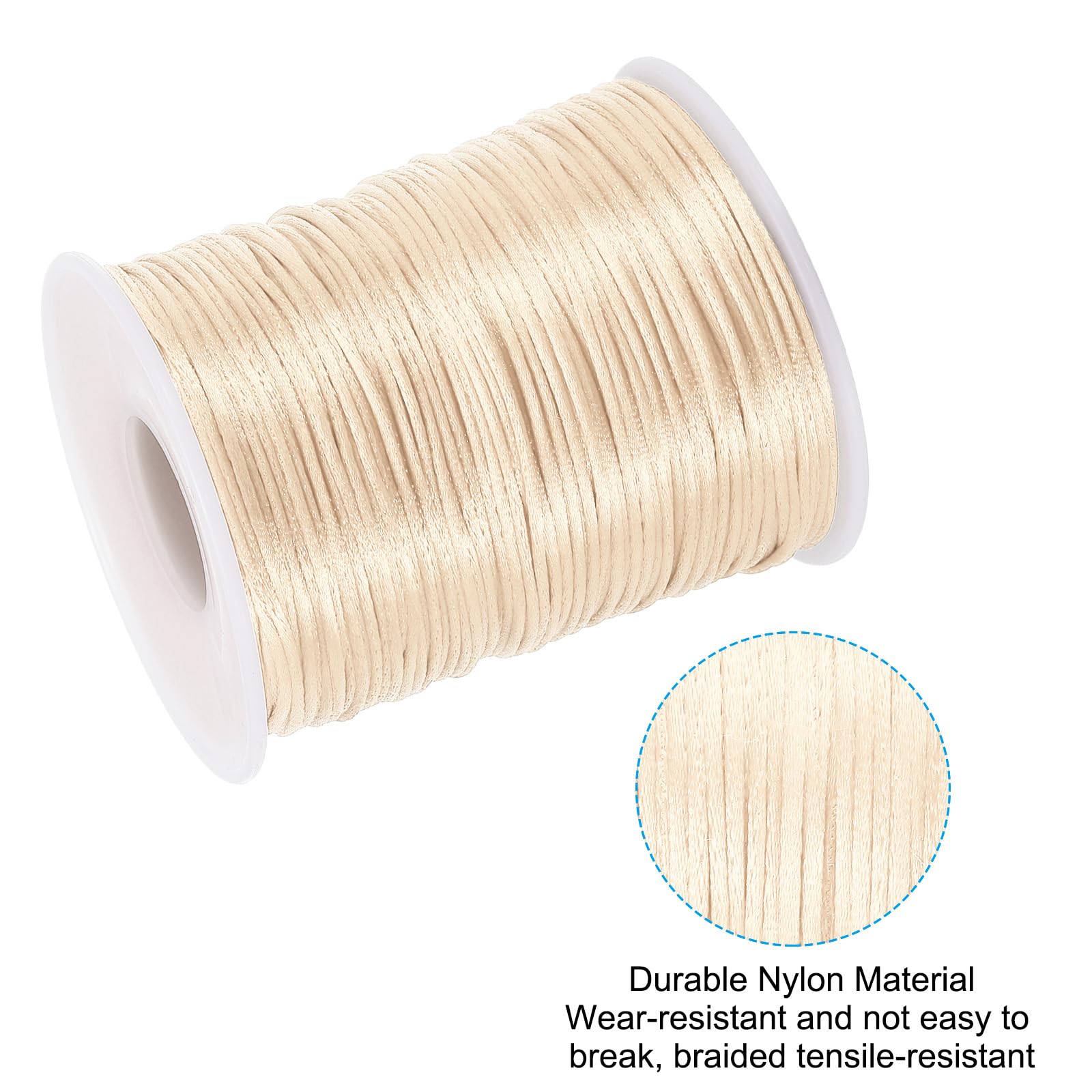 PATIKIL 1.5mm x 109 Yard Nylon Satin Cord, Nylon Beading String Knotting Cord Chain Braided Rope for Bracelets Jewelry Trim Chinese Knot, Beige-Red - Image 4