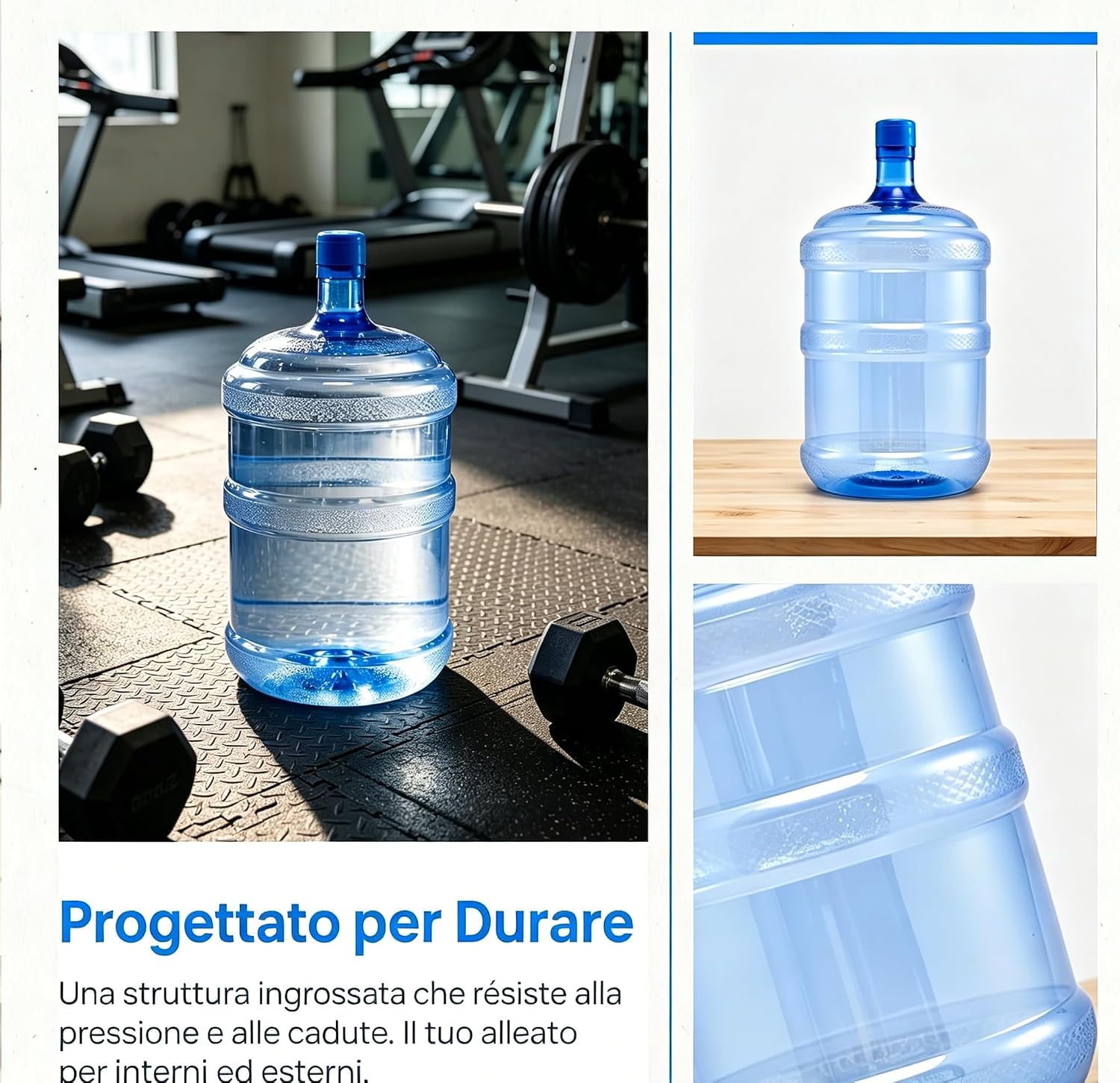 Contenitore per Acqua per Distributore, D'acqua Pareti Spesse in Plastica per Acqua, Robusto Recipiente Portatile per Ufficio, Famiglia, Dormitorio, 5L, Pet Extra Spesso 100G
