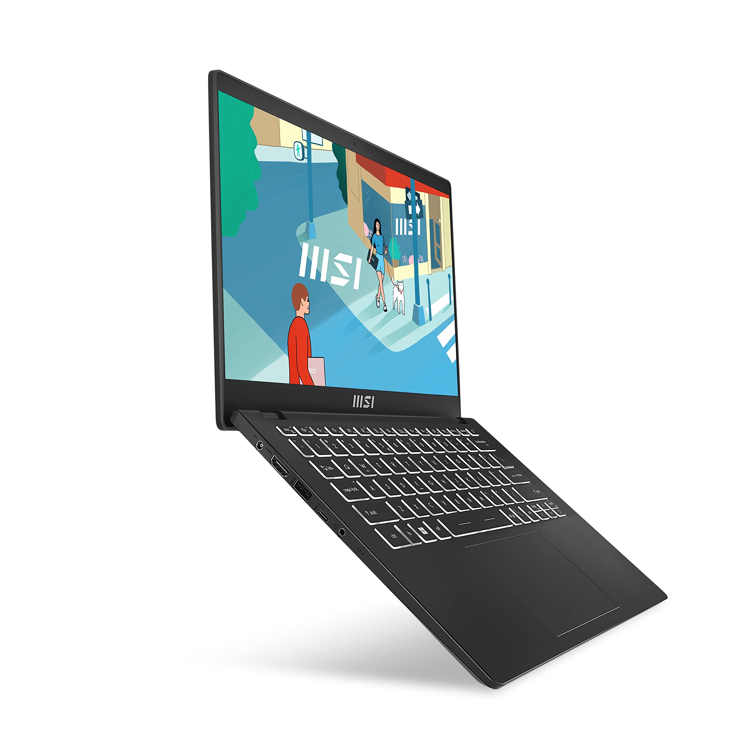 MSI Modern 14 C13M-613IT, Ordinateur Portable 14" FHD 60Hz, Intel i7-1355U, Intel Iris XE, RAM 16 Go DDR4 3200 MHz, 512 Go SSD PCIe3, WiFi 6, Win 11 Home, Disposition et Garantie ITA, Noir