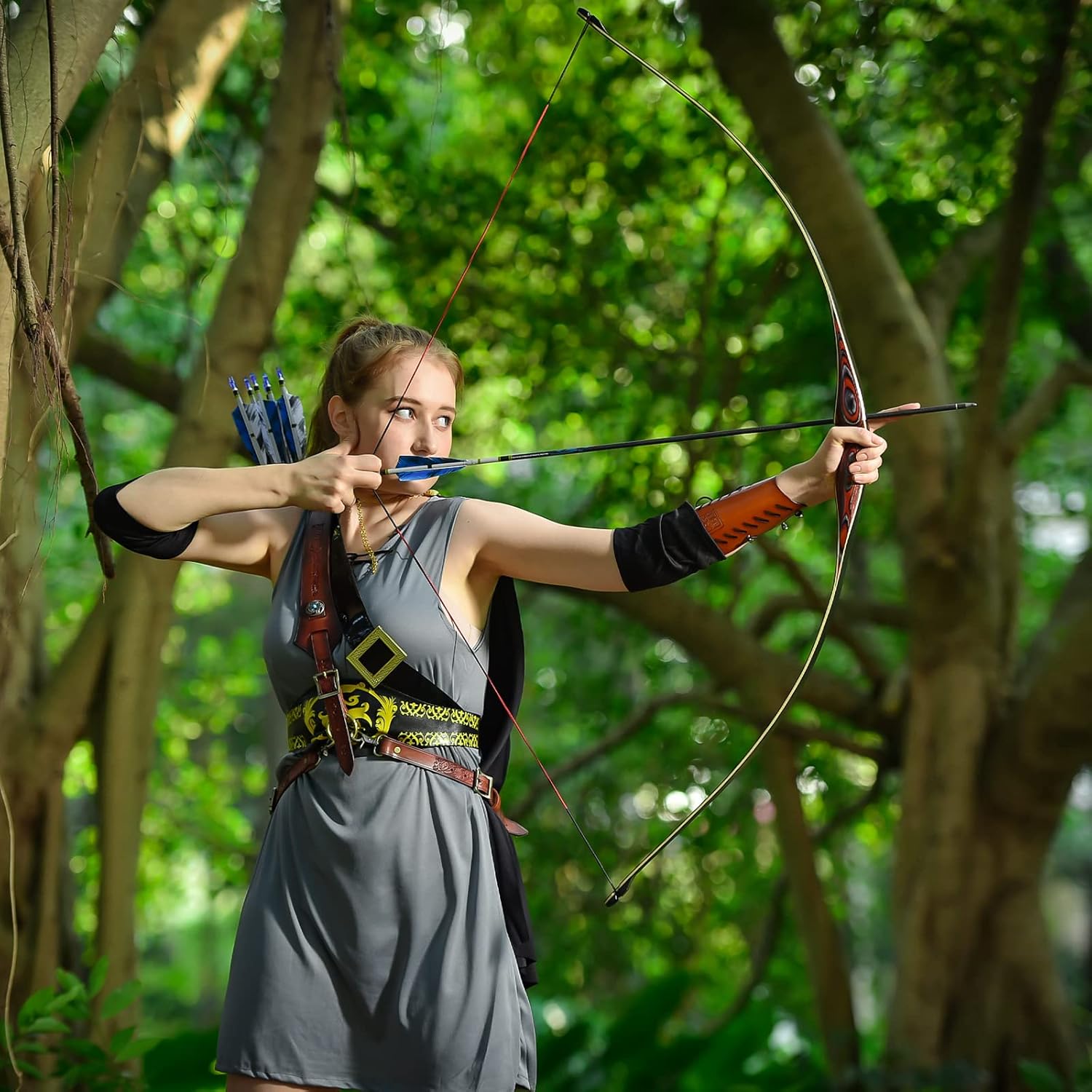 58" Laminated Recurve Bow,Amercian Hunting Bow Archery Bow 20-60lbs