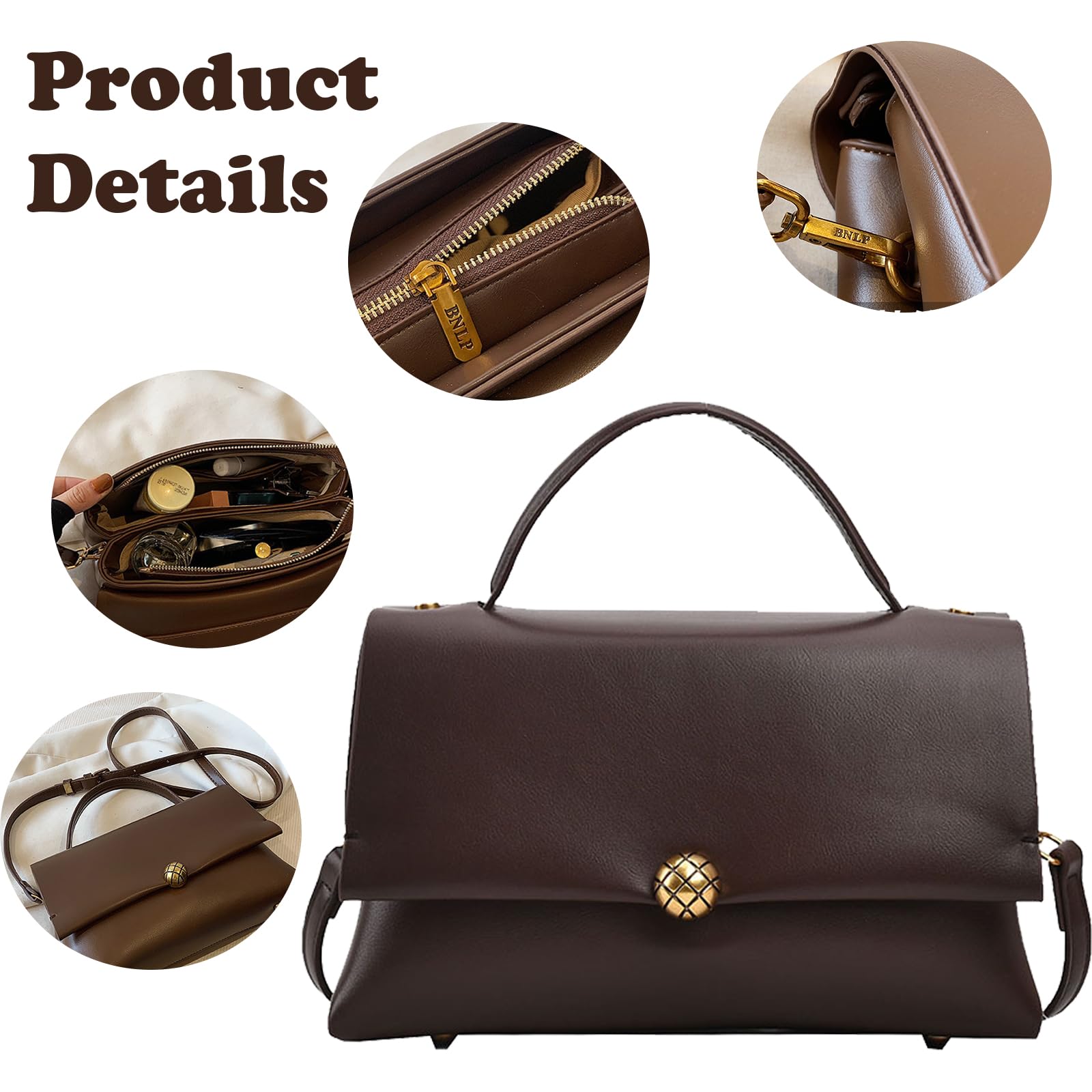 Farcauo Women's TopHandle Handbags Satchel Bags for Women Brown Top Handle Purse Vintage Ladies Purses