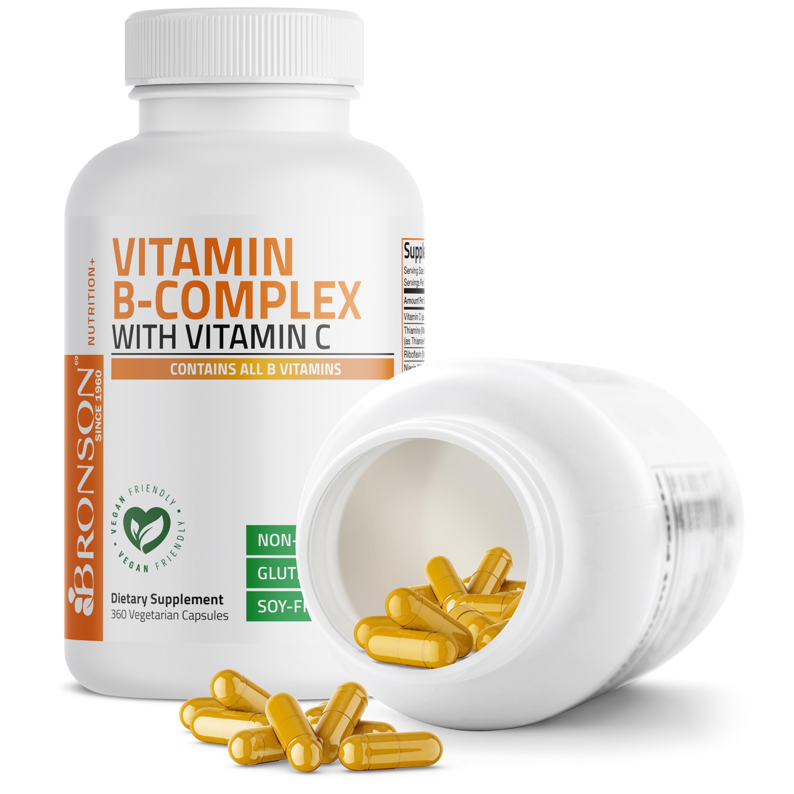 Bronson Vitamin B Complex with Vitamin C Vegetarian Capsules, 360 Count — Amazon image 6