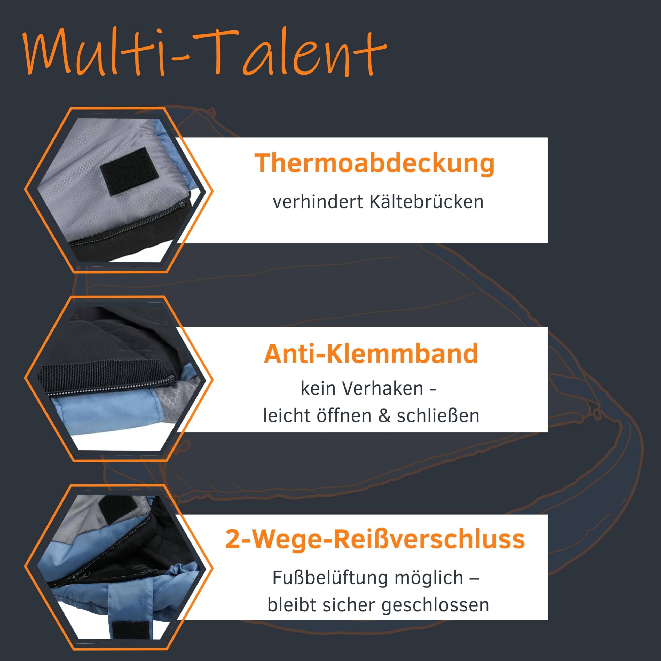 your GEAR Schlafsack Calima XXL - Extra Breiter Eiform Schlafsack 230x110 cm - Viel Platz für Seitenschläfer & Große Personen - 3 Jahreszeiten Campingschlafsack - Komfort +8 °C/Extrem -10 °C