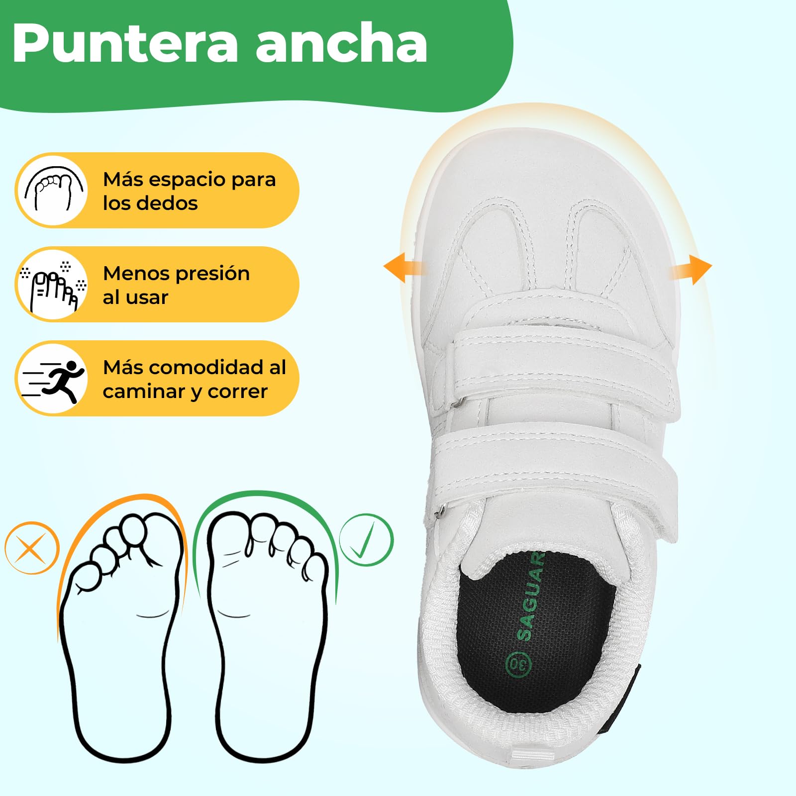 Saguaro Zapatillas Barefoot Casuales para niños con Cierre de Gancho y Bucle, para el día a día y el Colegio, Gr.25-35