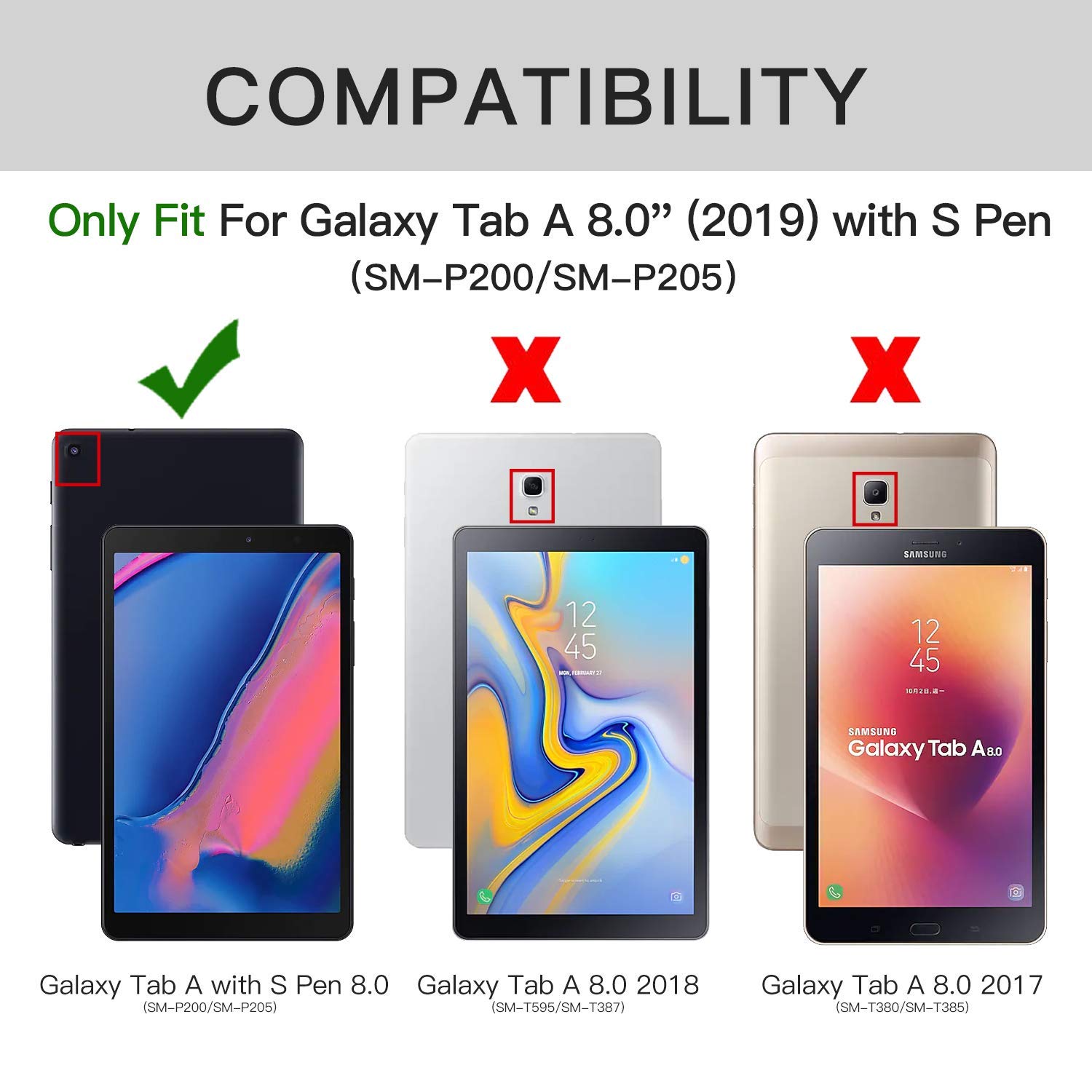 Galaxy Tab A 8.0 2019 with S Pen Case, Newshine Premium Leather