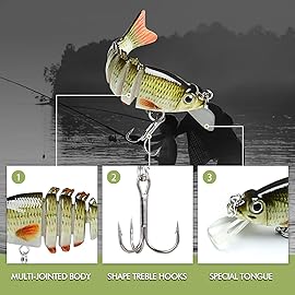 TRUSCEND Fishing Lures for Bass Trout Crappie, Multi Jointed Swimbait with Crankbaits, Slow Sinking Swimming Lures Freshwater Saltwater, Lifelike Walleye Pike Bass Lure, Fishing Gear Plugs Baits