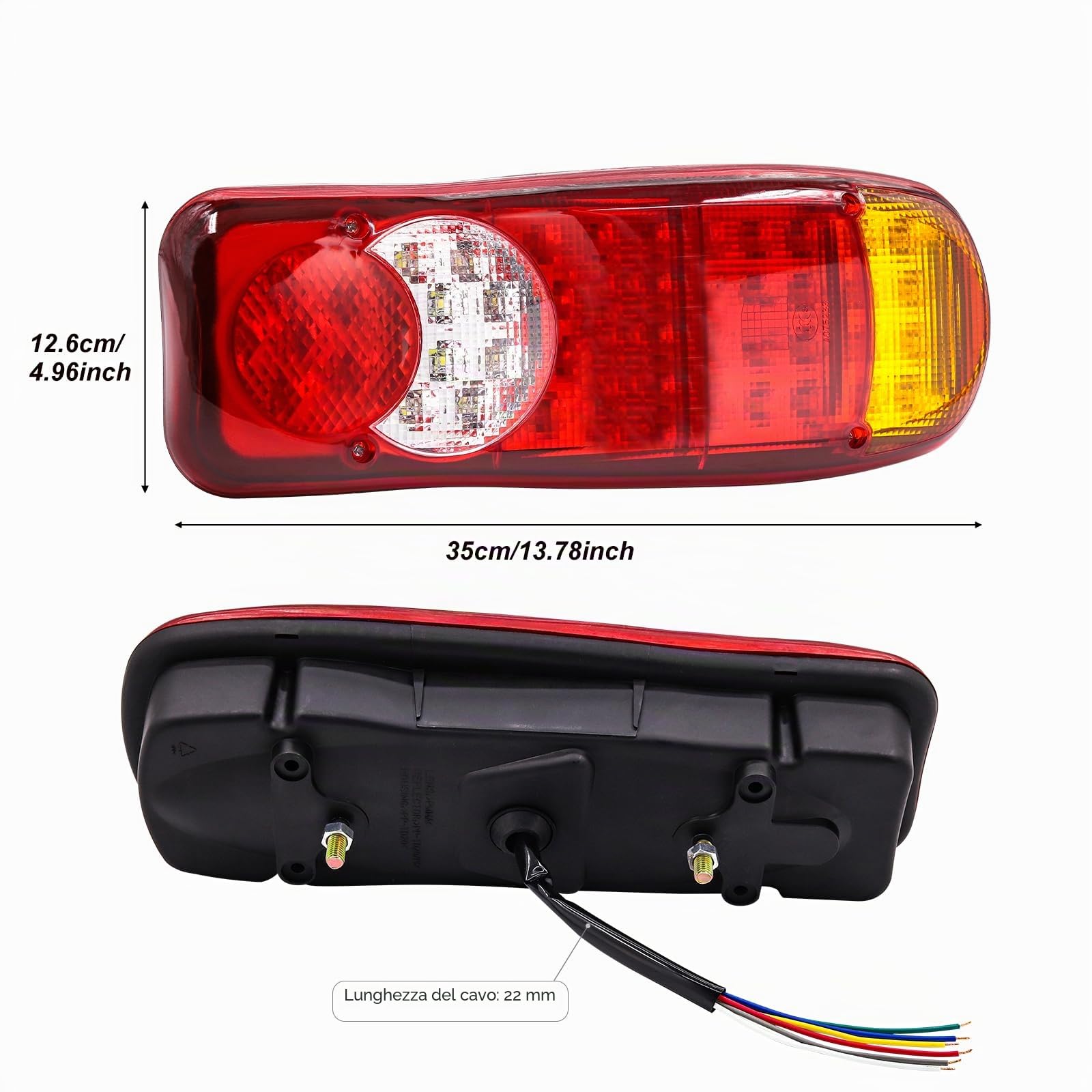 Biqing 2PCS Coperchio Fanale Posteriore Camion,12V 46LED Luci Posteriori Fanali Trailer Lampadine Indicatori di Parcheggio Lampada per luci Posteriori per semirimorchio per Camion