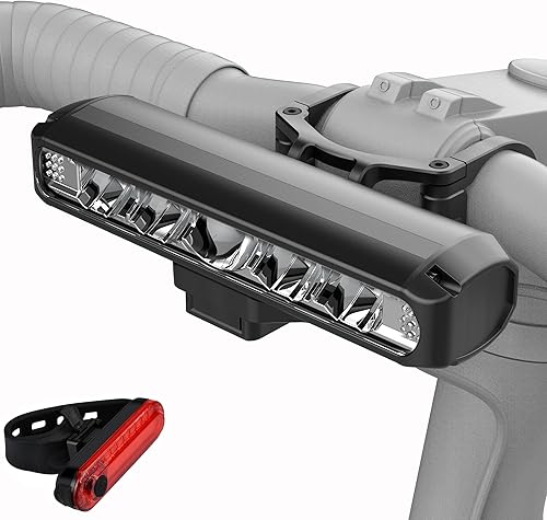 Super Bright Bike Lights for Night Riding, High Lumen Bicycle Light Front and Rear, USB C Rechargeable Bike Headlight and Tail Light Set, LED Bar