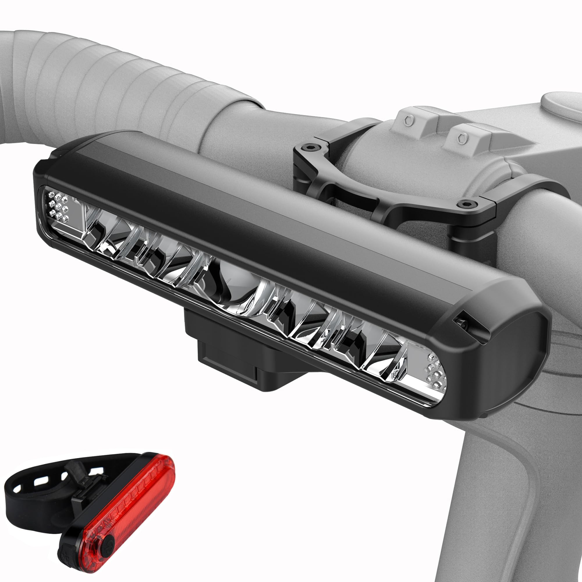 Phares de vélo super lumineux pour la conduite de nuit, éclairage avant et arrière à haute luminosité, rechargeable par USB C, barre lumineuse LED pour VTT, vélo de route