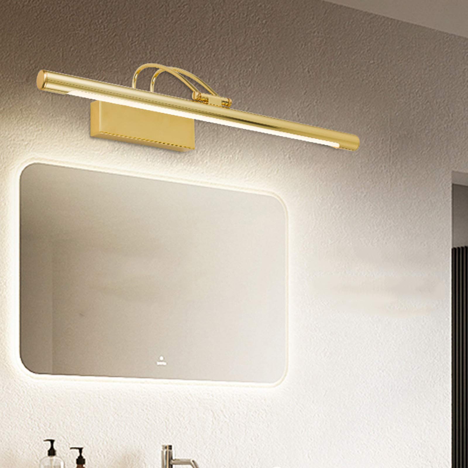 LED-Spiegel-Frontleuchte, goldene moderne Badezimmer-Spiegelleuchten, schwenkbar um 240°, Lampenkopf, neutralweiß, Badezimmerbeleuchtung, Metall-Spiegelschrankleuchten für WC, Tisch, Wandleuchte, 55