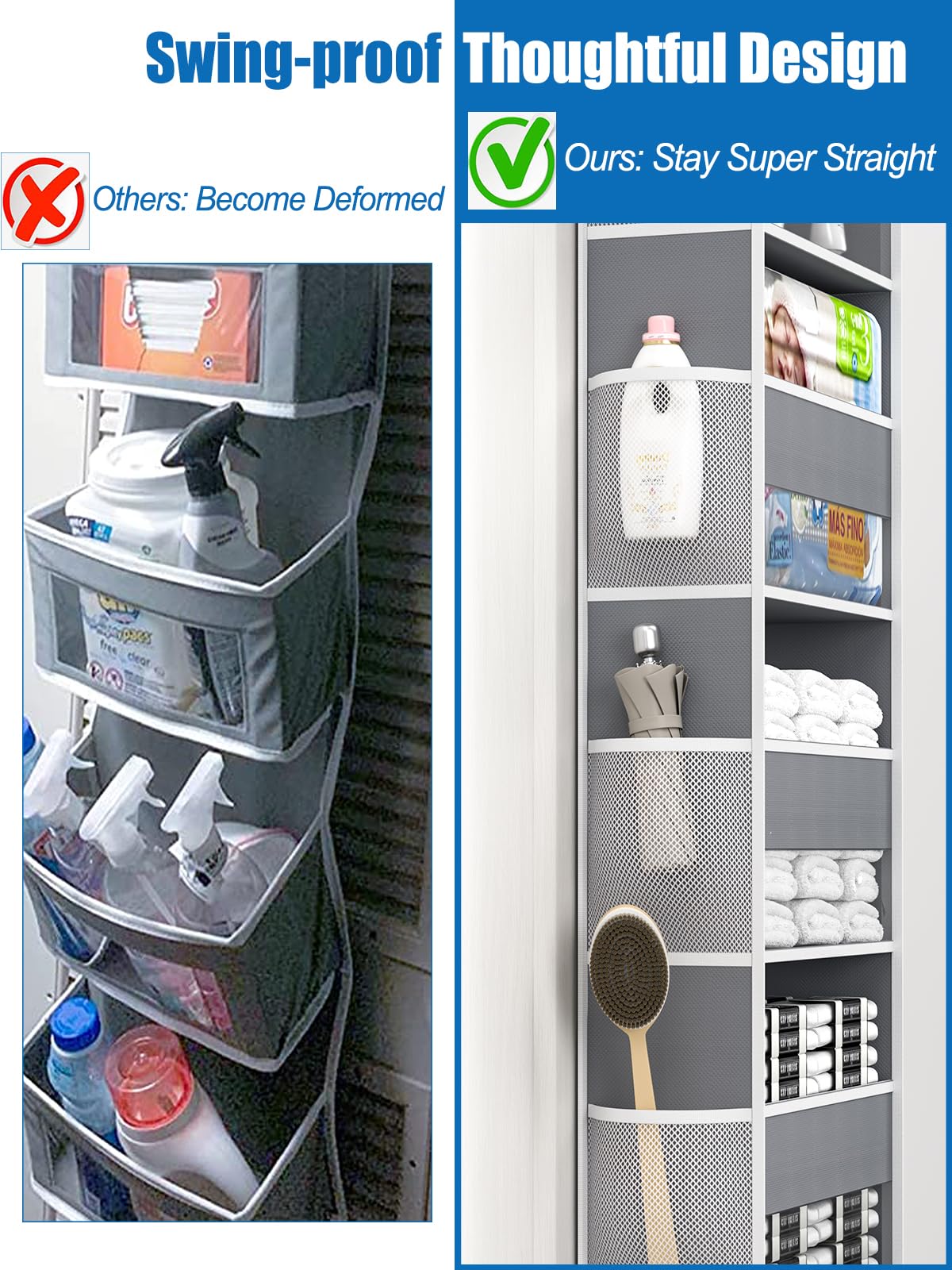 Trade Shop - Porta Oggetti Organizer Appendere Parete 6 Tasche In Tessuto Bagno Camera 69591