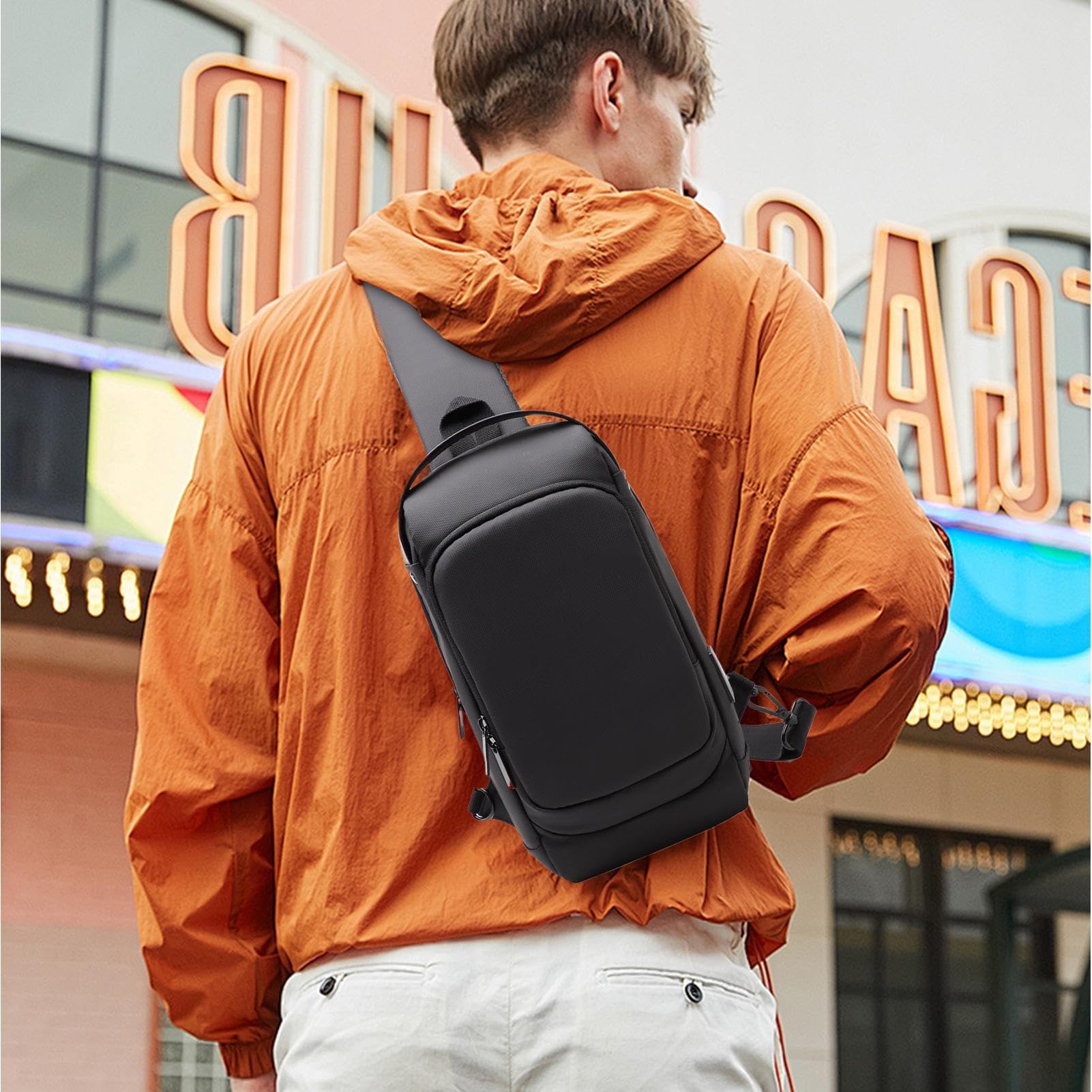 Herren Umhängetasche | Diebstahlschutz Umhängetasche - Tagesrucksack für Schule Reise mit USB Ladeanschluss