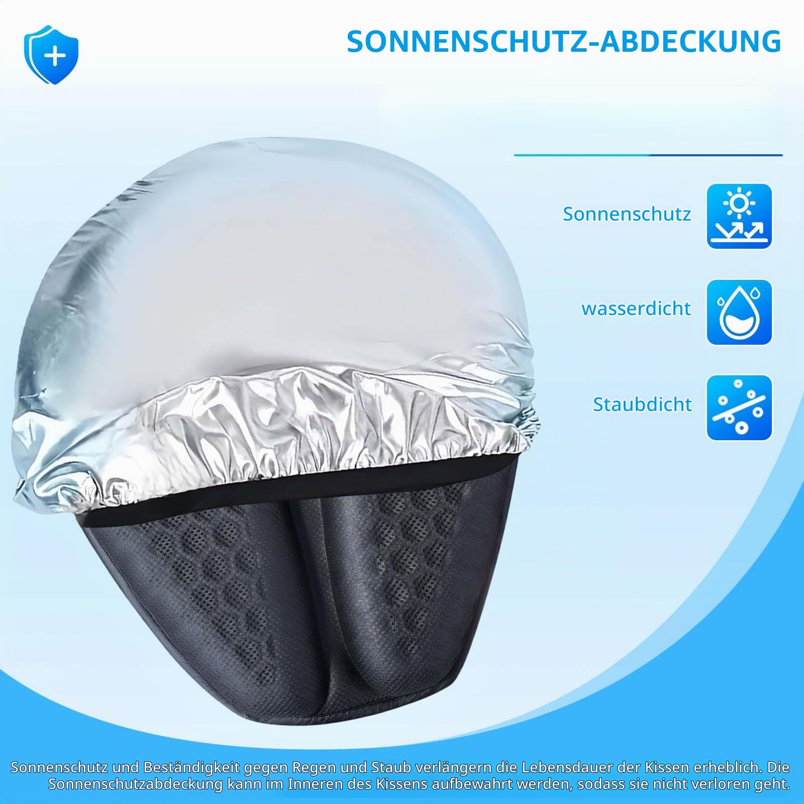 Motorrad Gel Sitzkissen Moto 3D Waben wasserdichte Funktion Universelle Sitzbezug Struktur Atmungsaktive Stoßdämpfung reduziert Motorrad Gel Sitzpolster für Bequeme Lange Fahrten
