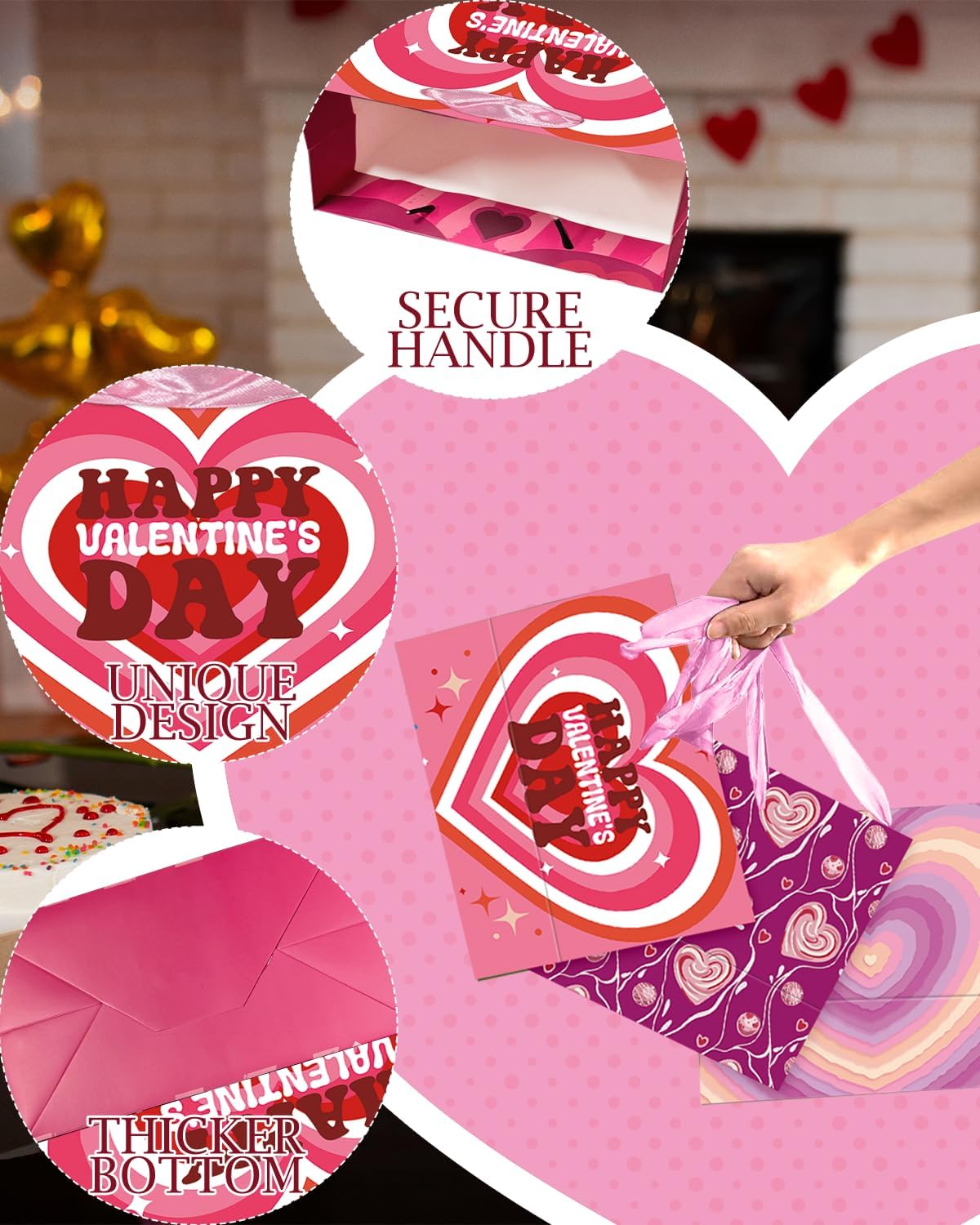 Heart Valentine Bag with Tissue Paper Wide Medium Present Wrap