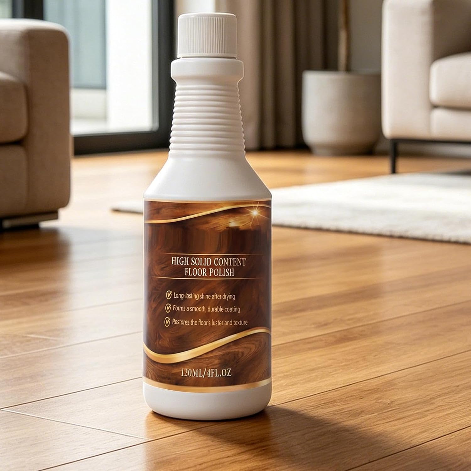 Floor Polishing Solution - 120ml Pet Safe Restorer, Quick Dry Scratch Removal Liquid, Professional Wood Marble Cleaner, Radiant Shine Enhancer for Home Kitchen Living Room Office Flooring