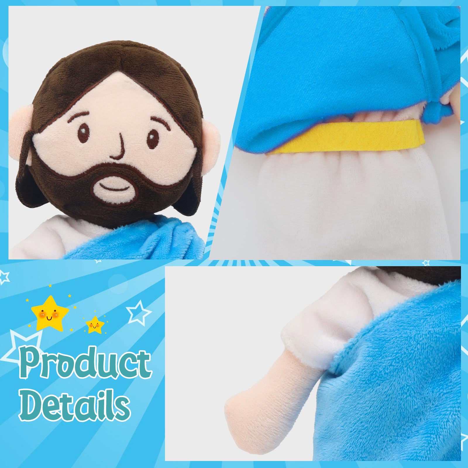 Jesus Plüschfigur Niedliches Plüschpuppe Religiöses Spielzeug Kinder Geschenke Christliche Taufe Ostern Geschenk Dekoration (Jesus und Esel)