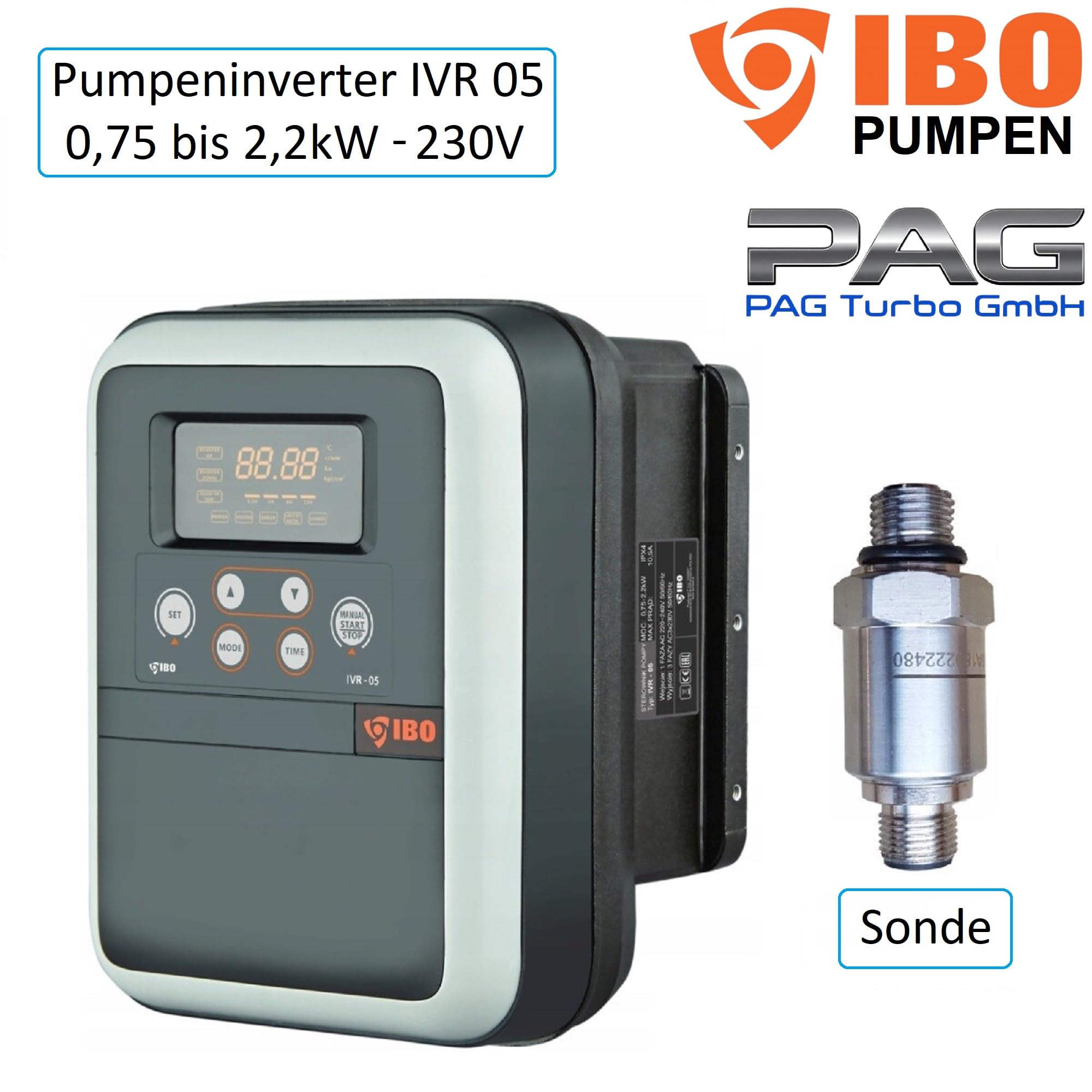 Inteligente Pumpensteuerung Inverter IVR-05 für Tiefbrunnenpumpe, Gartenpumpe Wasserpumpe 0,75kW bis 2,2kW - 230V